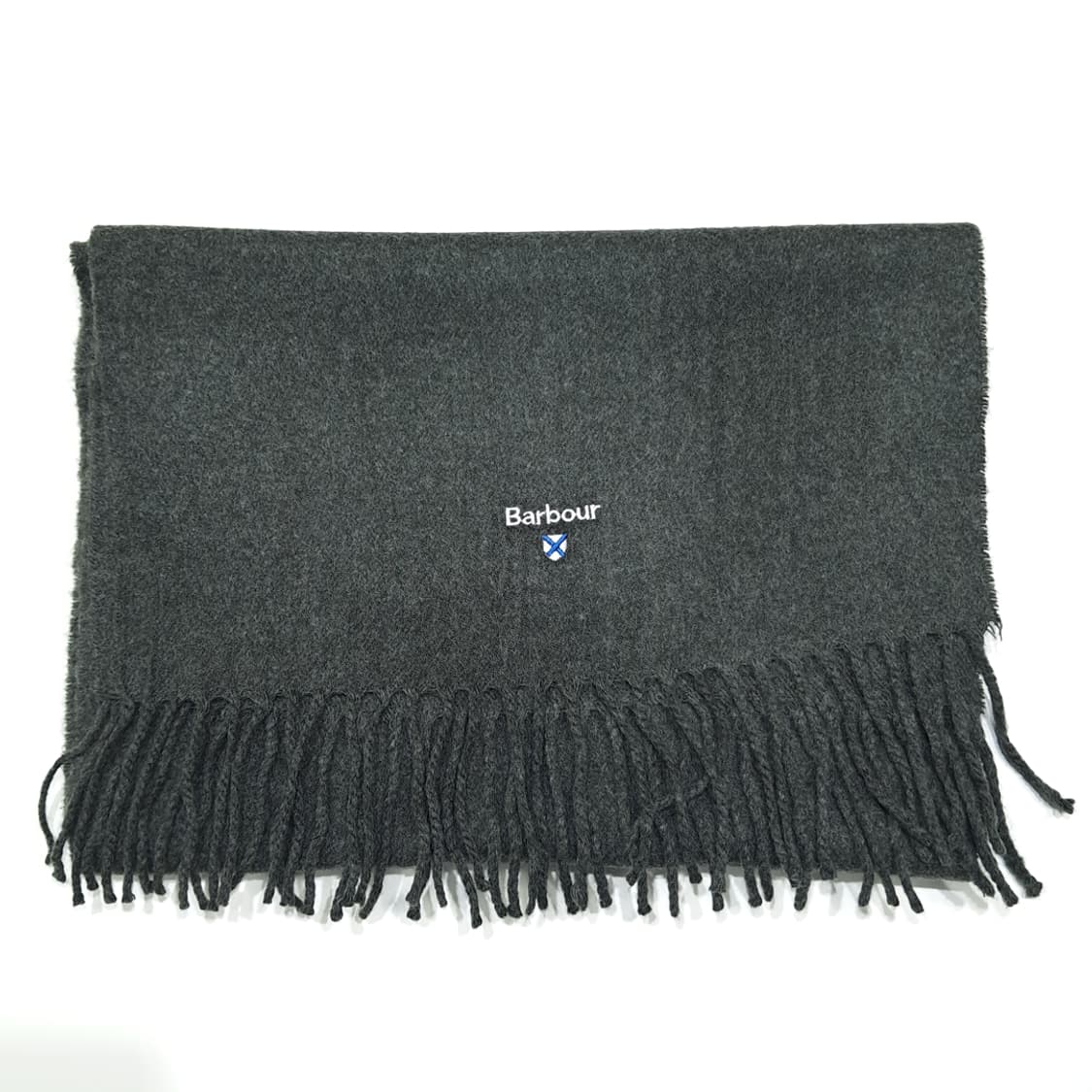 MX474 바버 아크릴 자수 로고 다크그레이 머플러 목도리 상품이미지7