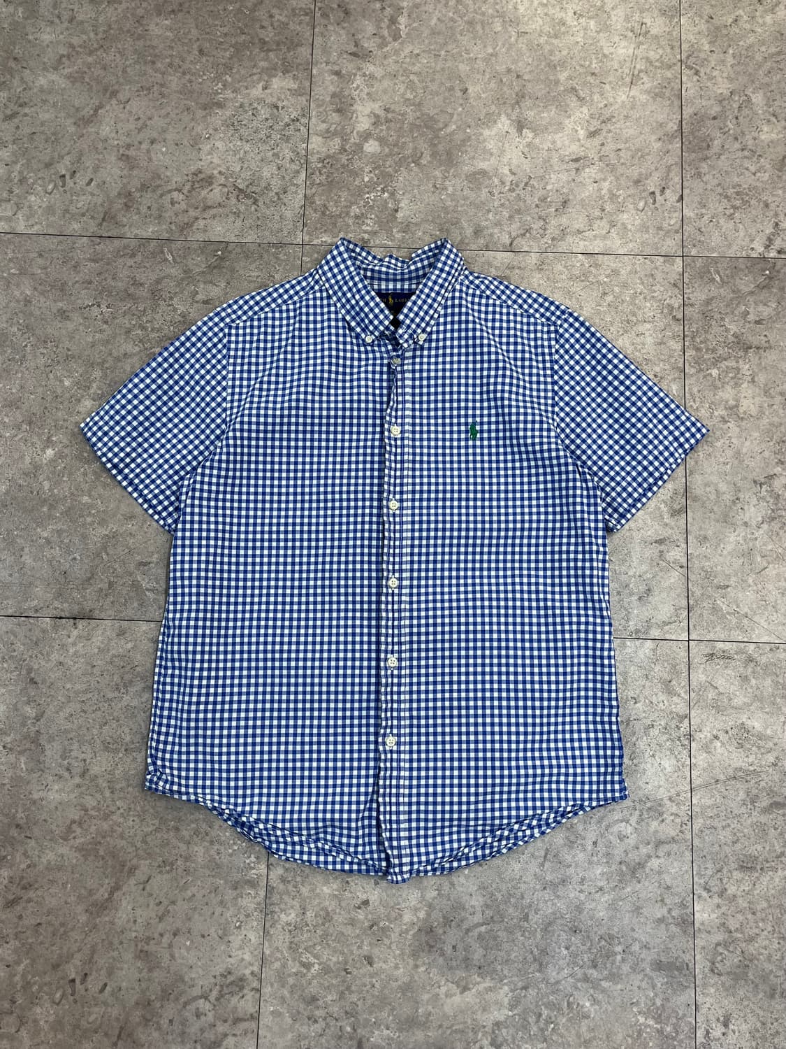 폴로 랄프로렌 깅엄 체크 반팔 셔츠 블루 XL #csz3508 상품이미지5