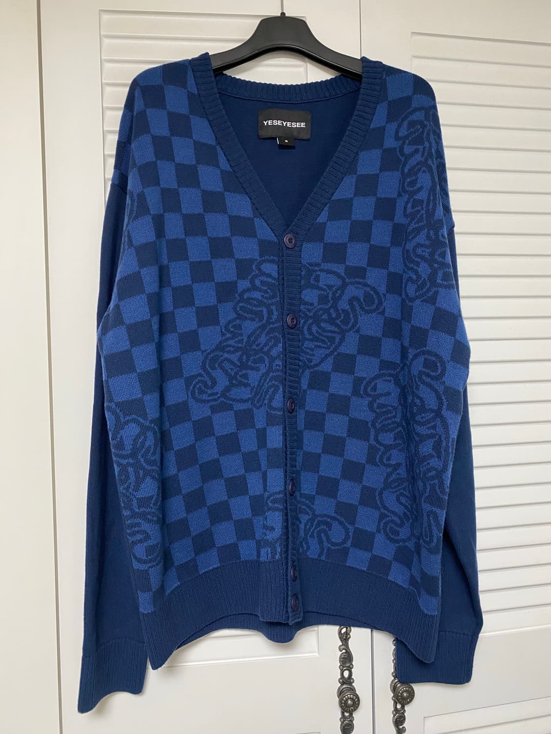 예스아이씨 체커보드 가디건 네이비 m 상품이미지1