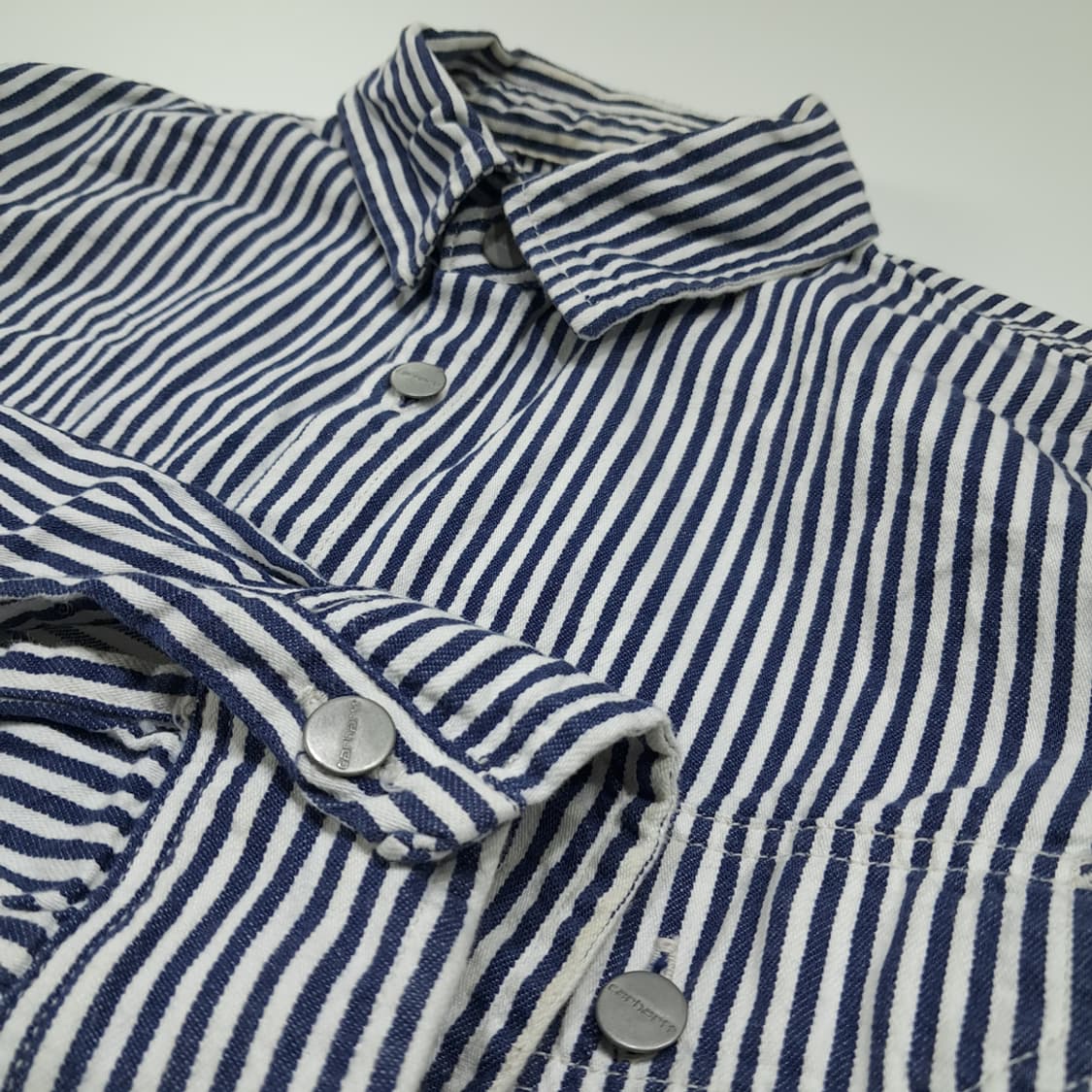 CL340 S 칼하트 코튼 히코리 스트라이프 메탈버튼 네이비 셔츠 남방 상품이미지4