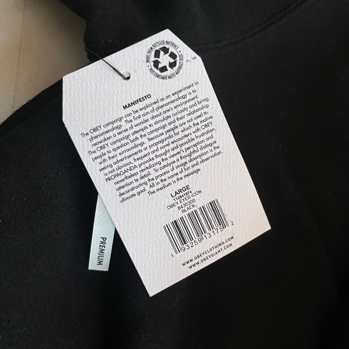 새상품) 오베이 아이즈 아이콘 후드티 블랙 L XL 상품이미지3