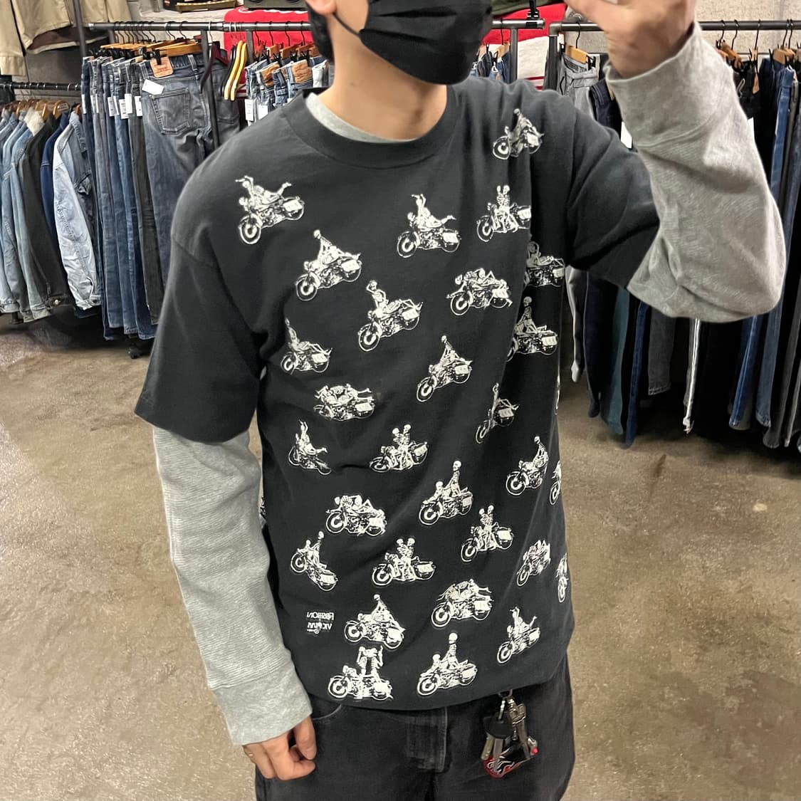 90s 빈티지 스켈레톤 섹스 포지션 티셔츠 (100) 상품이미지9