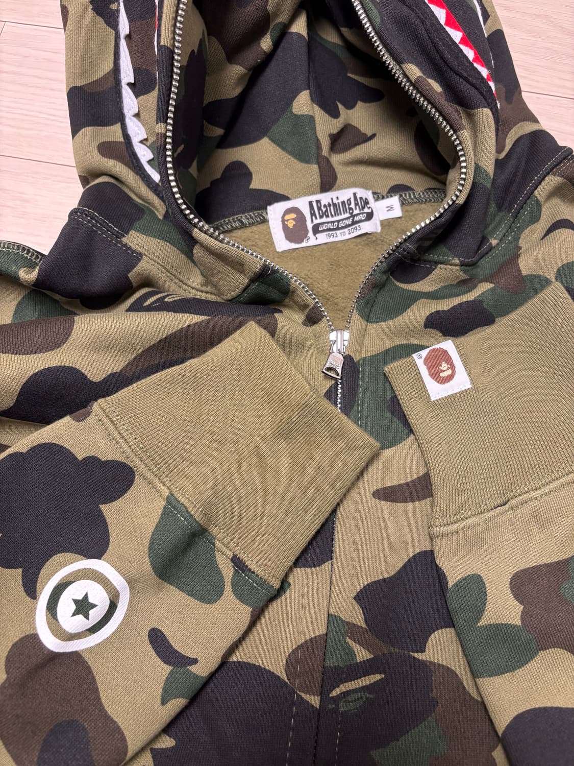 [M] 베이프 카모 샤크 후드집업 녹계 그린 상품이미지5