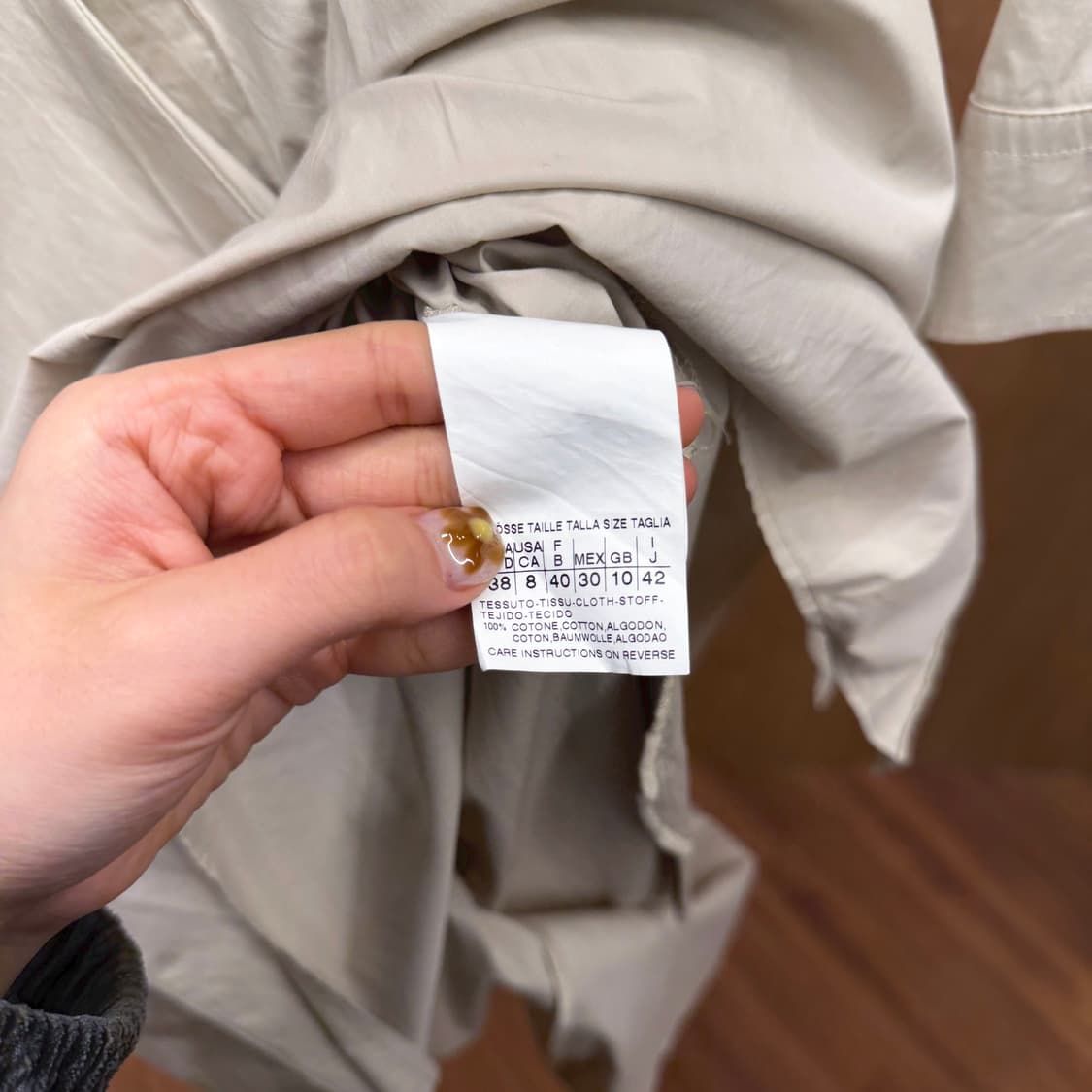 막스마라 위켄드 코튼 셔츠 원피스 프론트 타이 7부 슬리브 디테일 베이지 상품이미지7