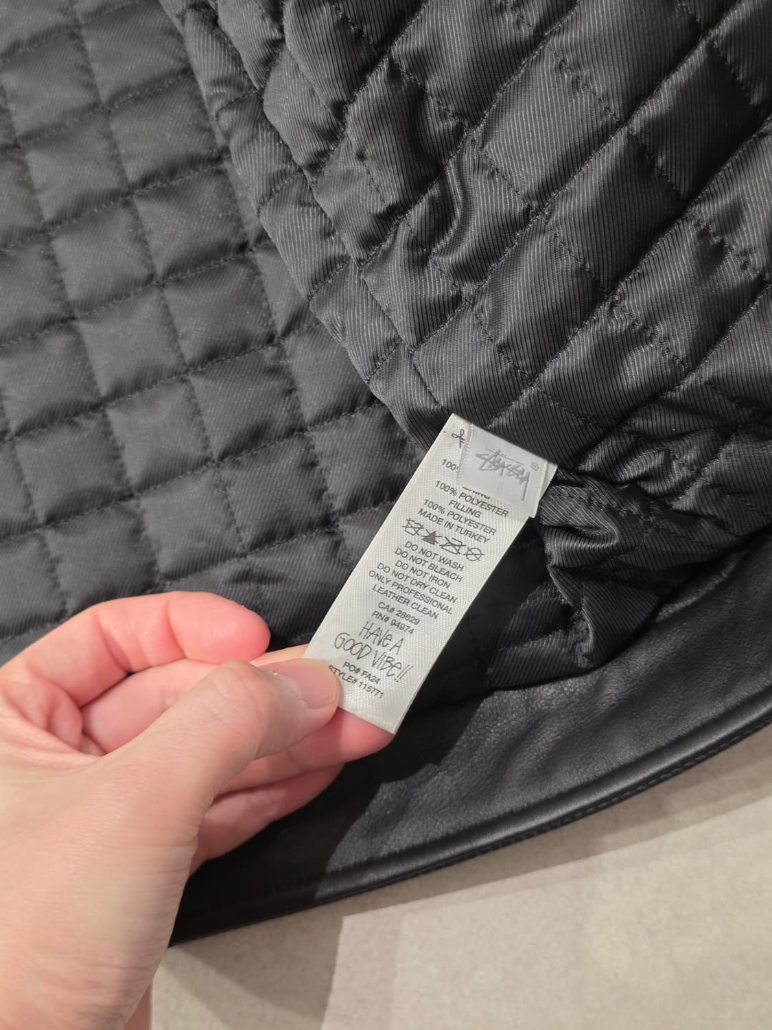 스투시 카페 레이서 레더 자켓 블랙 (M, 100) 상품이미지5