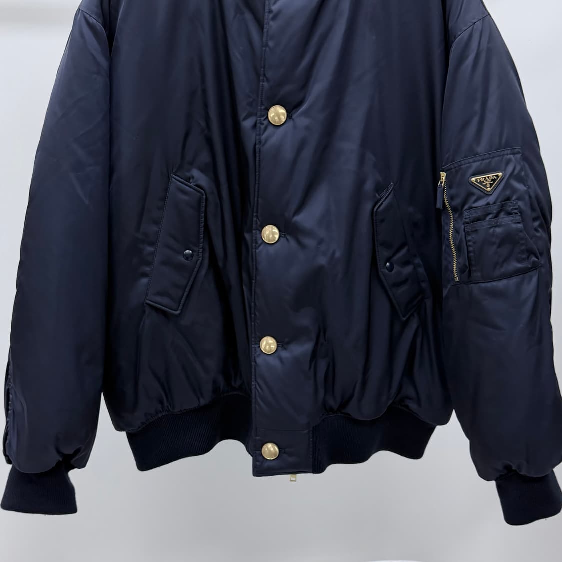 [S급/XL] 프라다 리나일론 봄버 블루종 자켓 다크네이비 상품이미지4