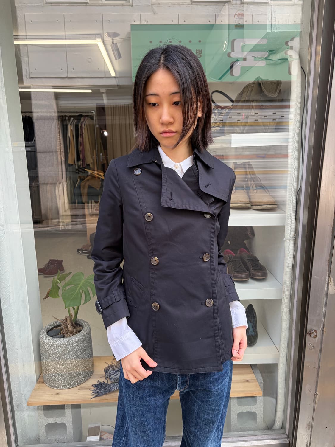 Sisley 블랙 더블 트렌치 자켓  상품이미지1