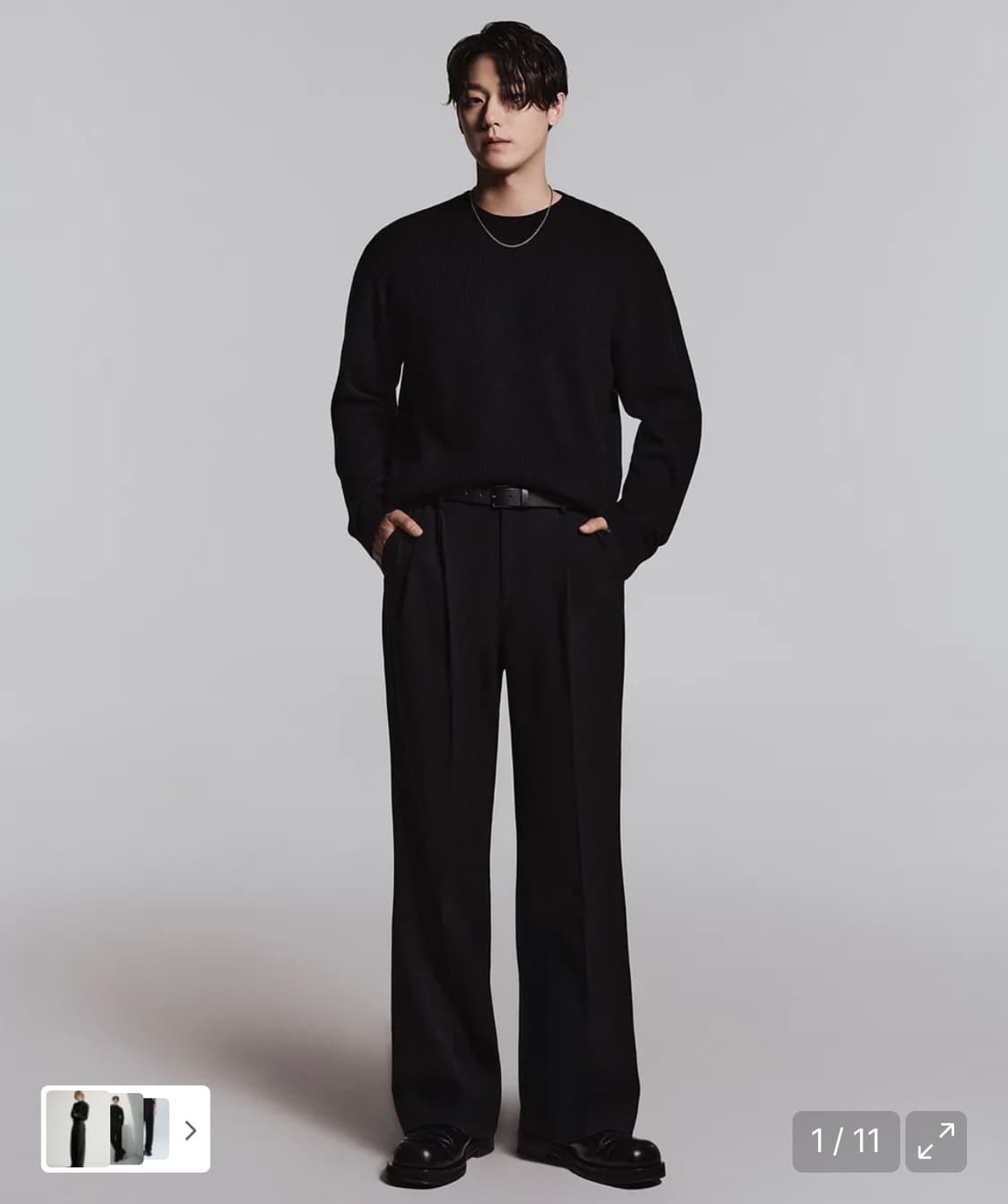 [30] 무탠다드 리얼 와이드 히든밴딩 슬랙스 블랙 상품이미지1