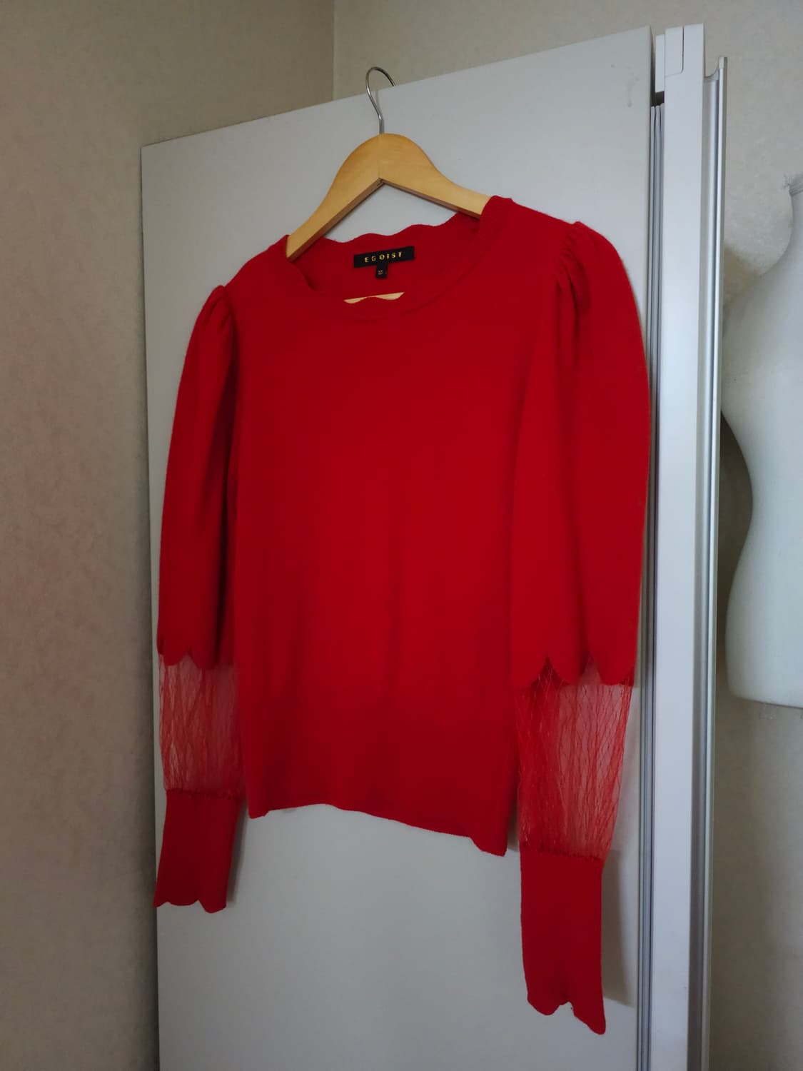 EGOIST 빨간색 레이스 소매 니트 상품이미지1