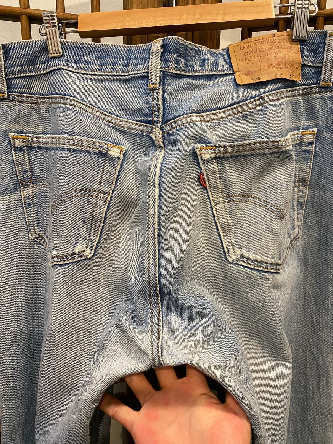 90S 리바이스 501 USA 데님 팬츠 34“ 상품이미지6