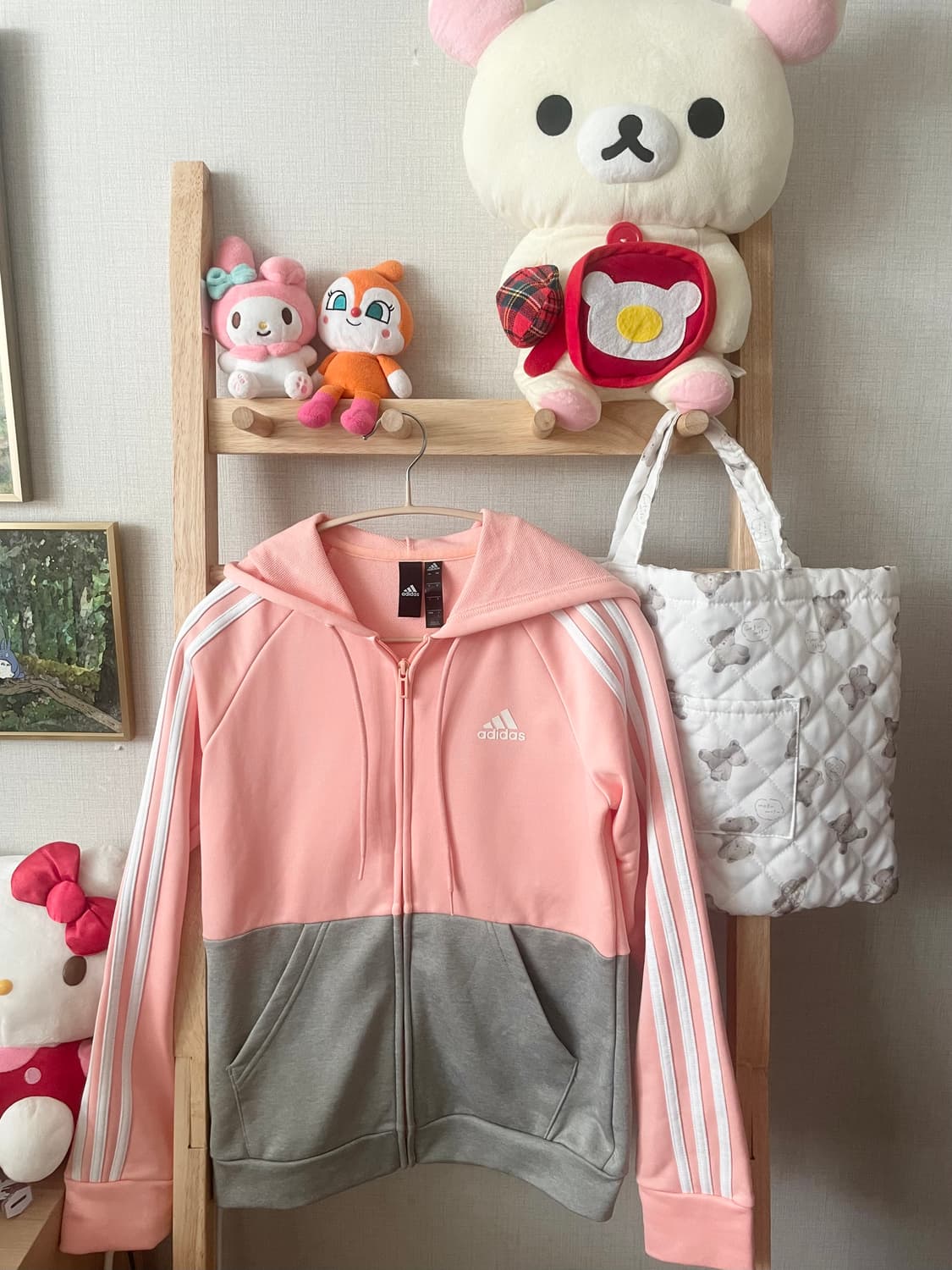 빈티지 아디다스 핑크 삼선 후드집업 💗🩶 상품이미지1