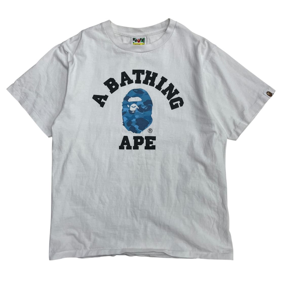 베이프 블루 사루 프린팅 화이트 반팔 M 상품이미지2