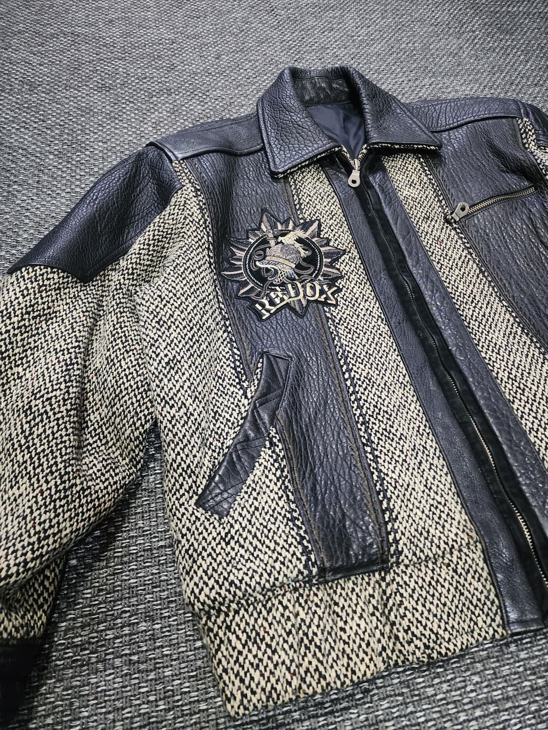 빈티지 레녹스 가죽 트위드 배색 자켓  105 상품이미지7
