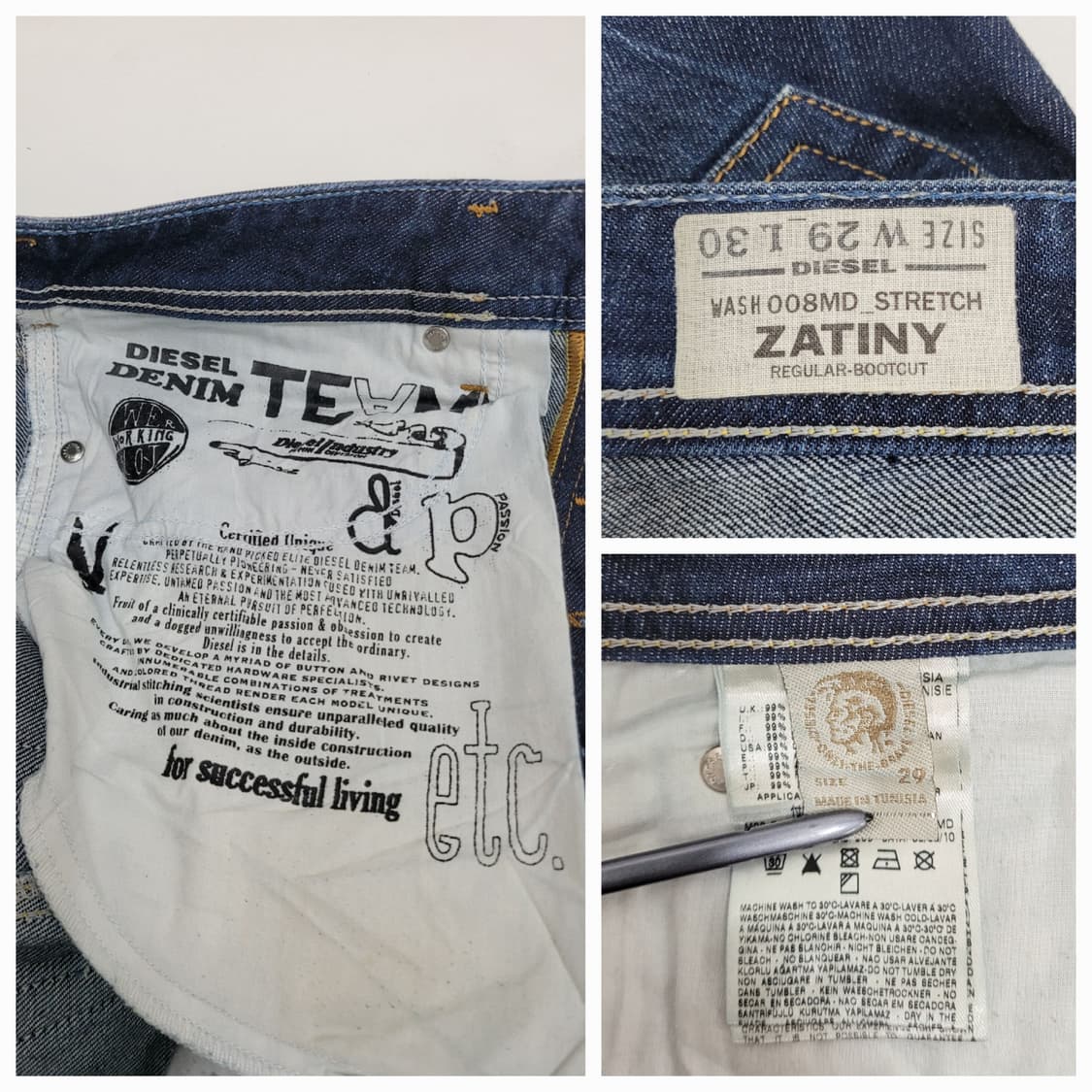 DIESEL 디젤 세미 부츠컷 데님 청바지 / 여 29 연청 워싱 상품이미지8