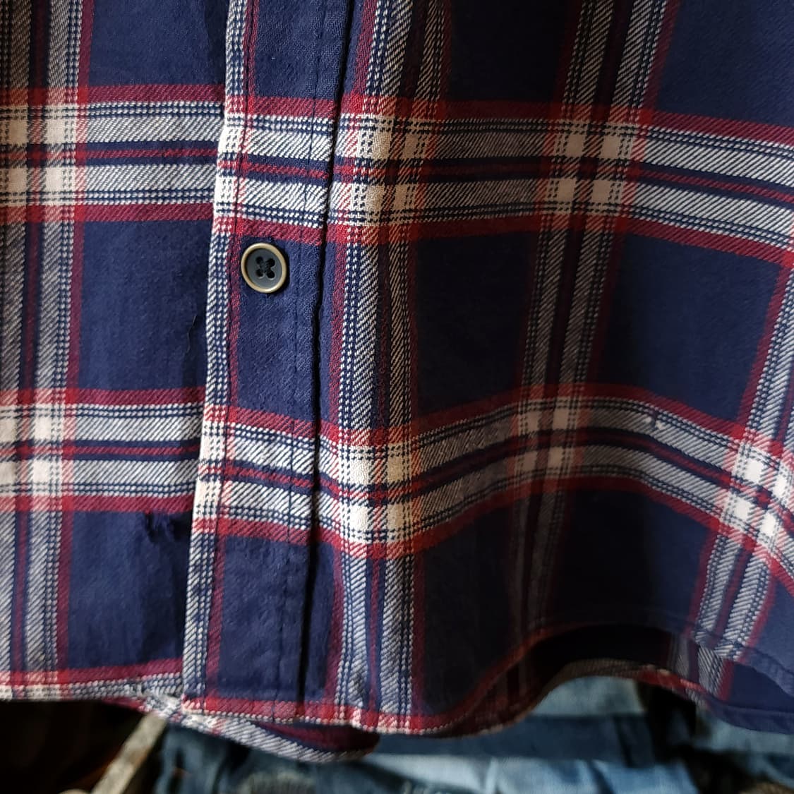 90s 아메리칸 빈티지 체크셔츠 헤비 플란넬 워크셔츠 빅체크 블루 xl 상품이미지8