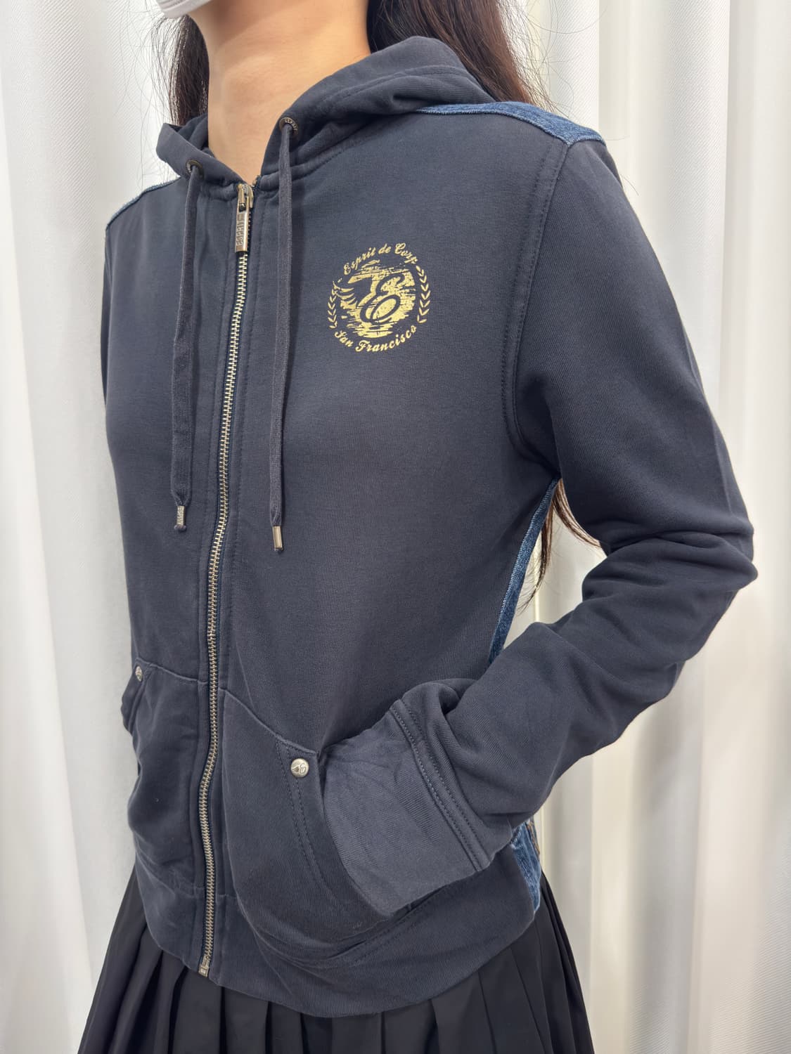 denim detail hood zipup 상품이미지4