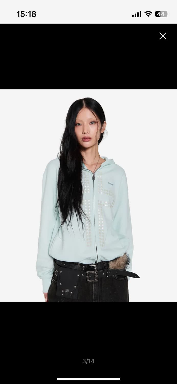 아캄 Cross Rhinestone Zip-Up Hoodie (Ice B 상품이미지3