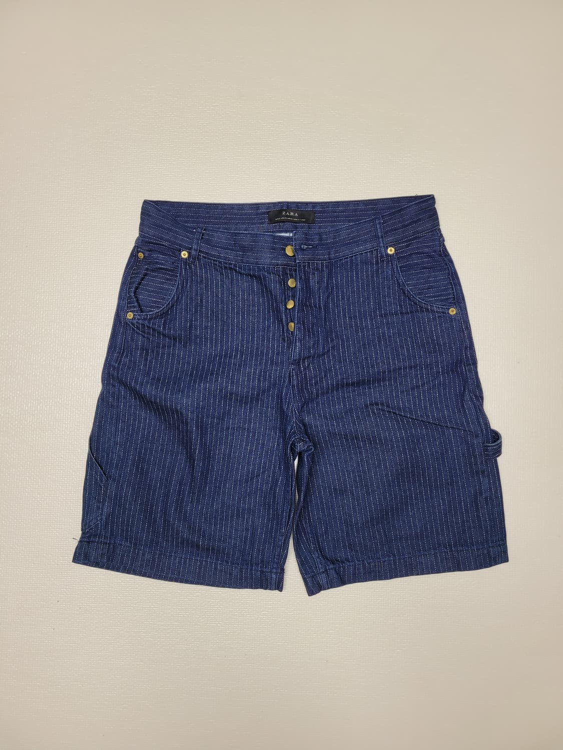 자라 ZARA 남자 스트라이프 청 반바지 34 인디고 상품이미지1