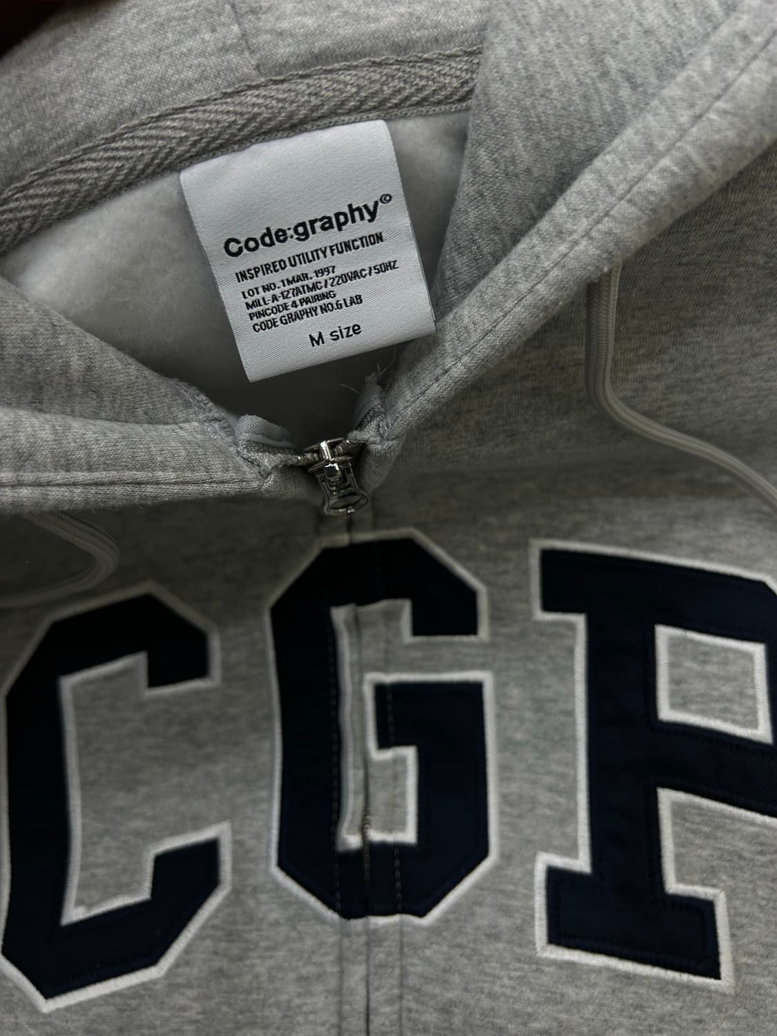 [M]코드그라피 2Way 오버핏 후드집업/그레이/기모 상품이미지6