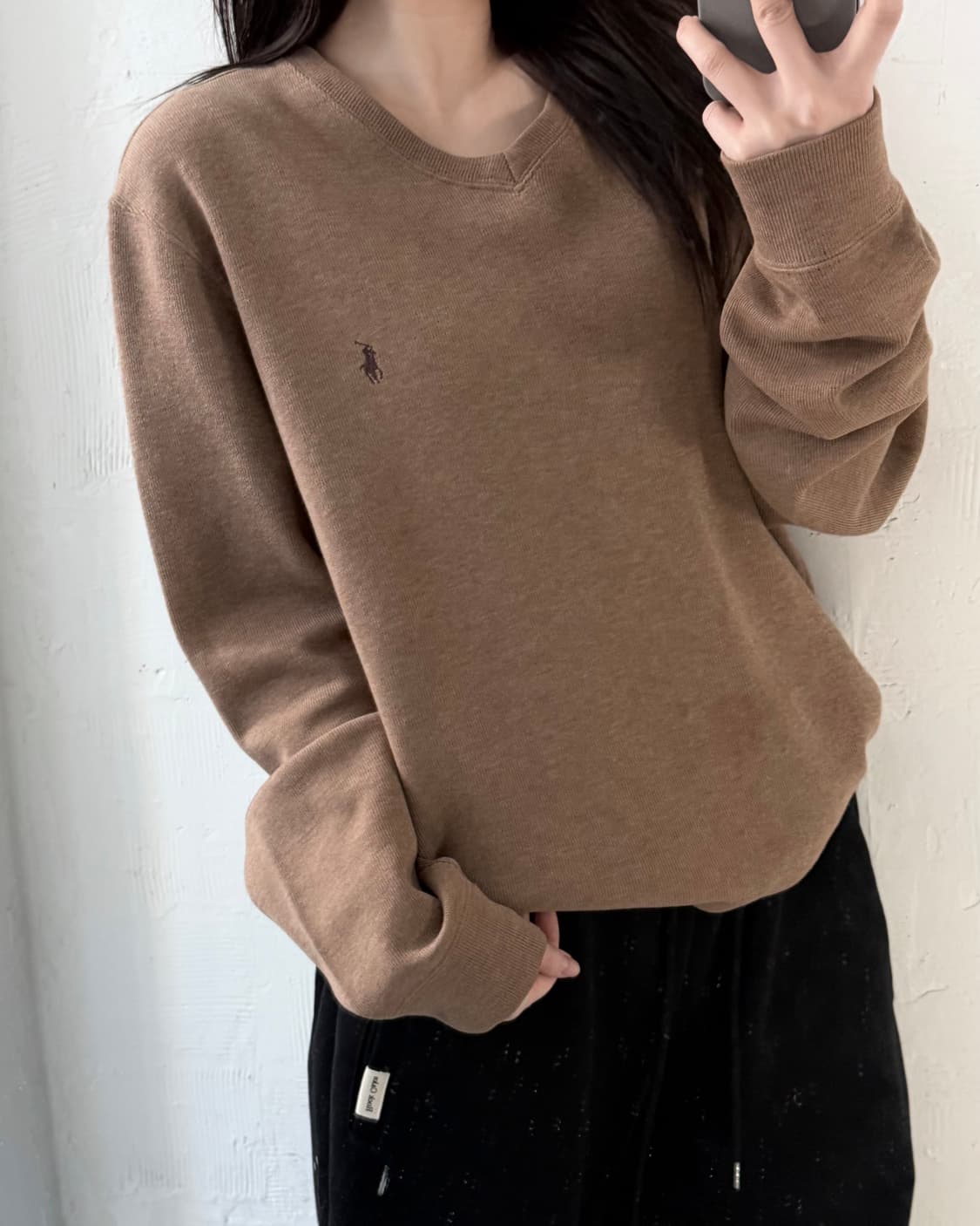 Polo 폴로 랄프로렌 딥베이지 코튼 브이넥 맨투맨 상품이미지2