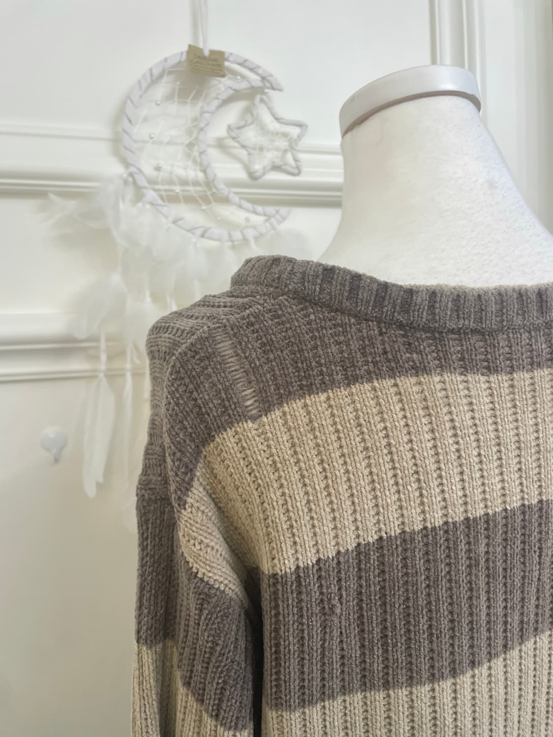 brown charcoal y2k stripe loose sweater 상품이미지5