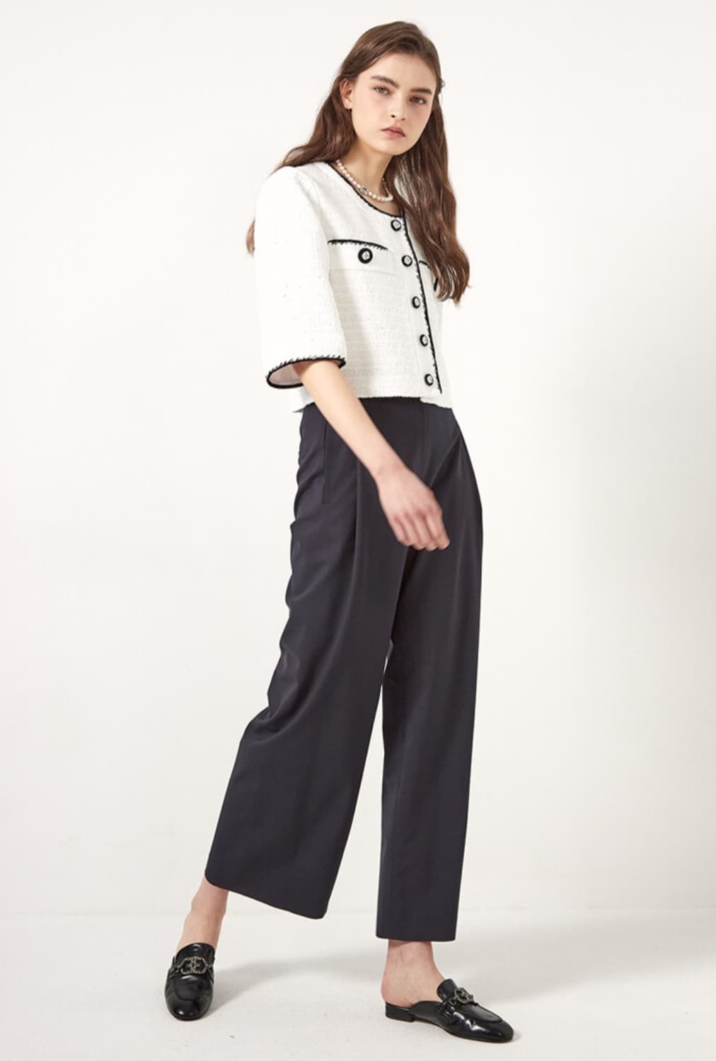 오브제 컬러라인 비딩 트위드자켓 상품이미지1