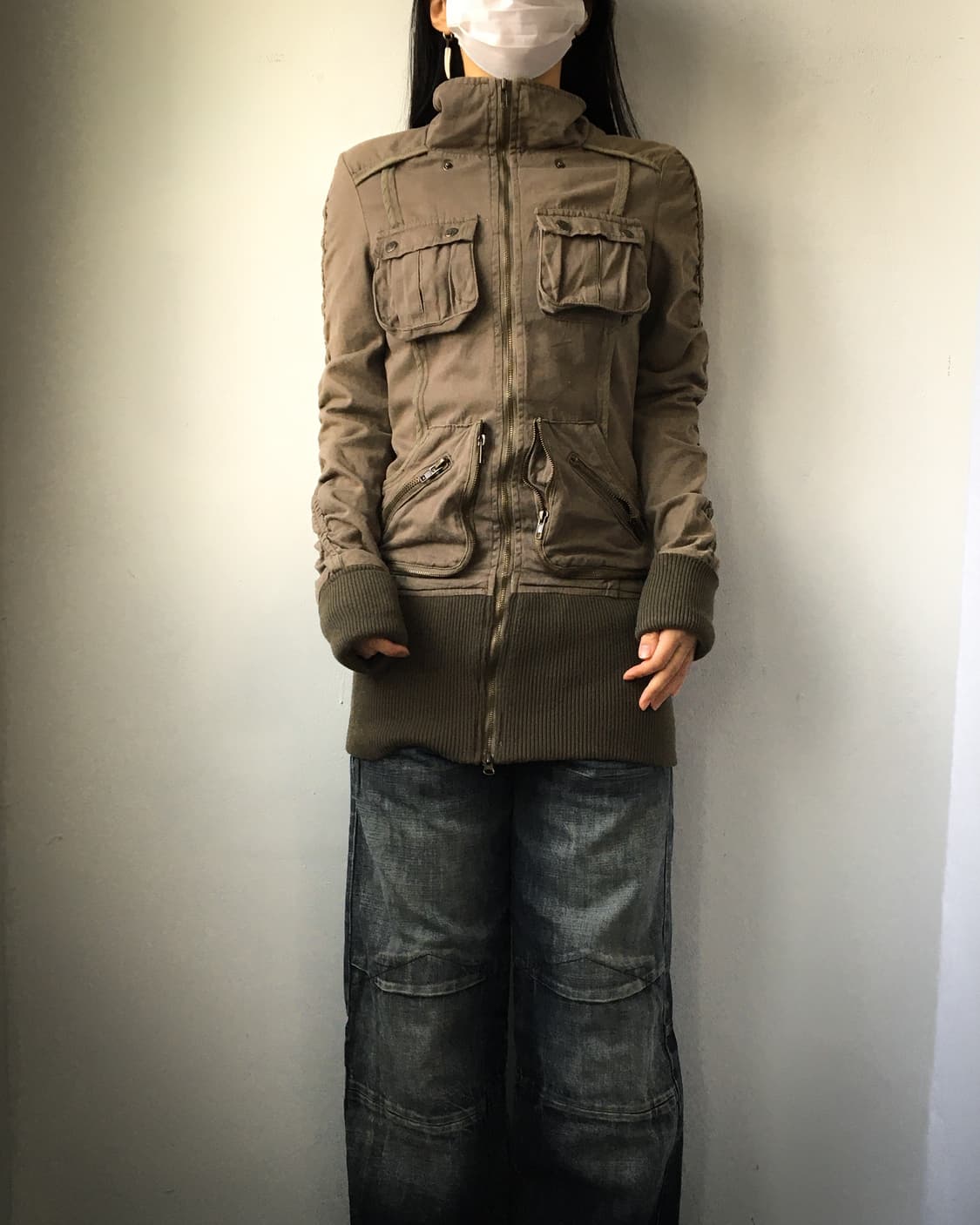 Shirring multi pocket point high neck ja 상품이미지1