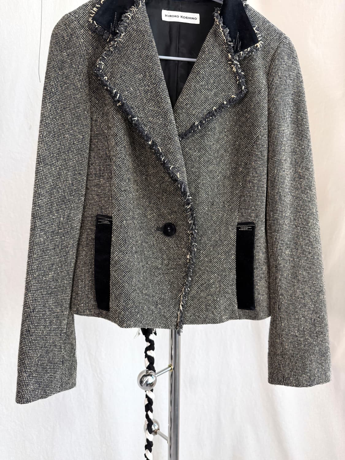 Hiroko Koshino 마이크로 프린지 트위드 블레이저 상품이미지5