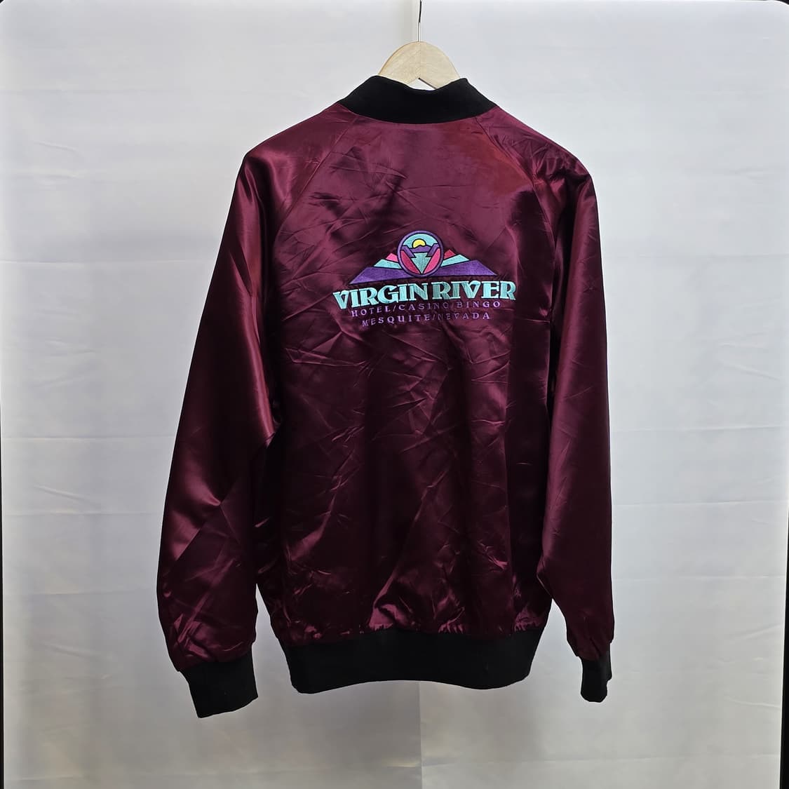 ROYAL PACIFIC 새틴 바시티 재킷 버건디 사틴 자켓 XL 상품이미지2