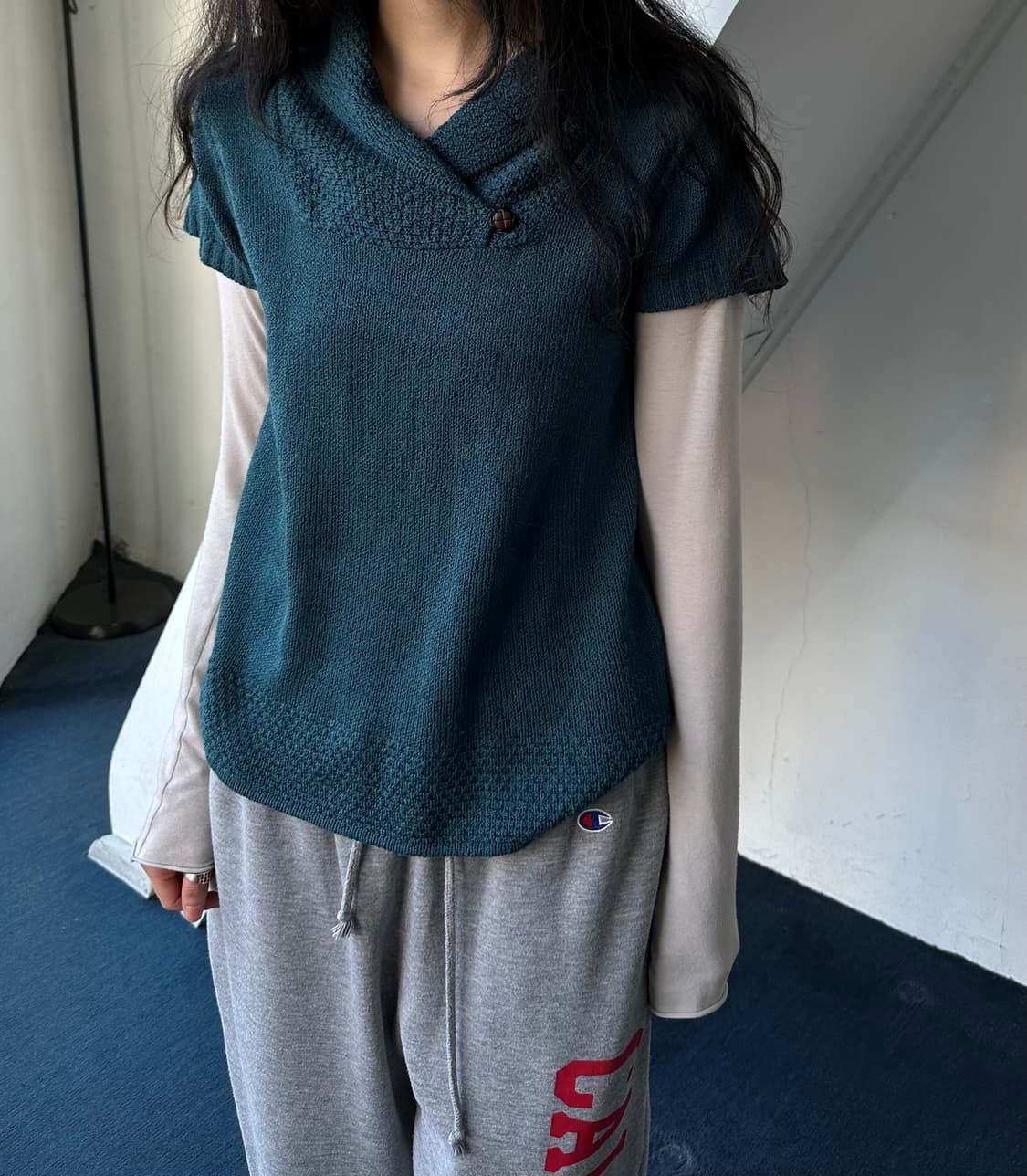 Shawl collar design knit top 상품이미지9