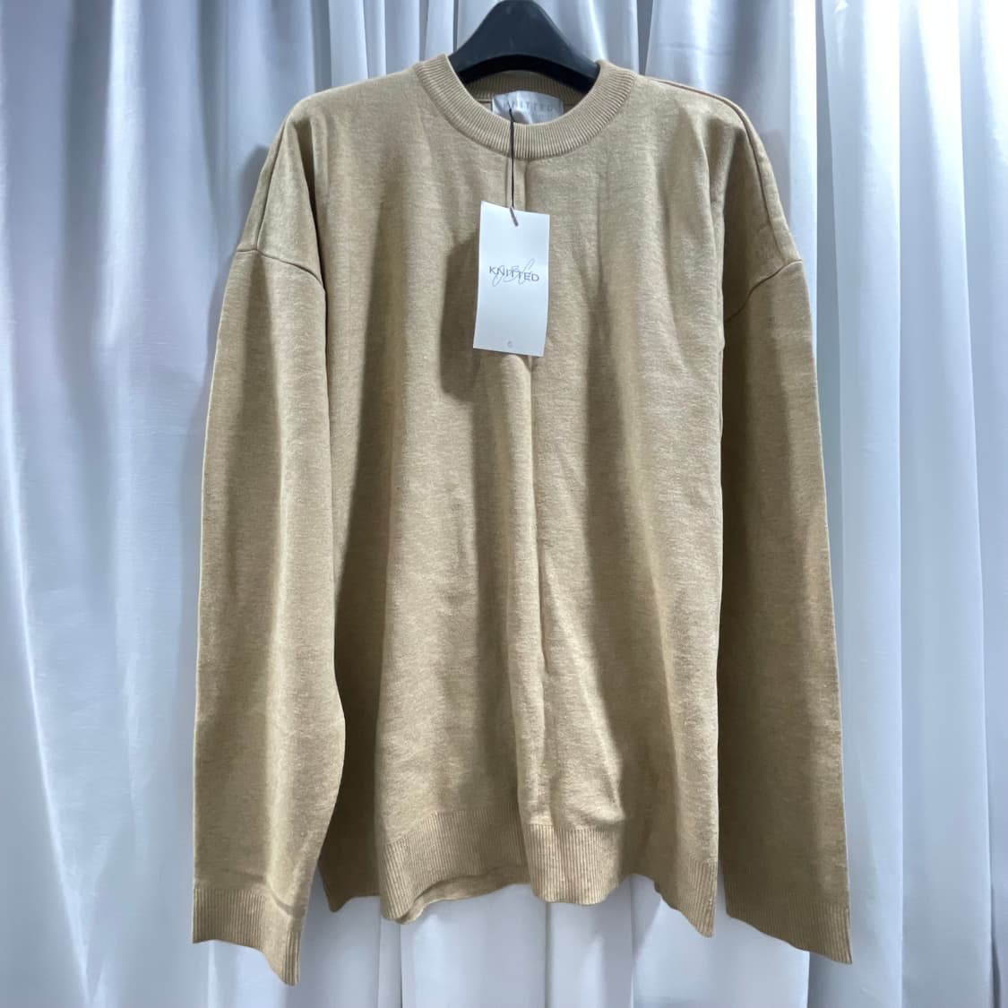 니티드/ 비스코스 워셔블 라운드 니트 베이지/ XL 상품이미지1