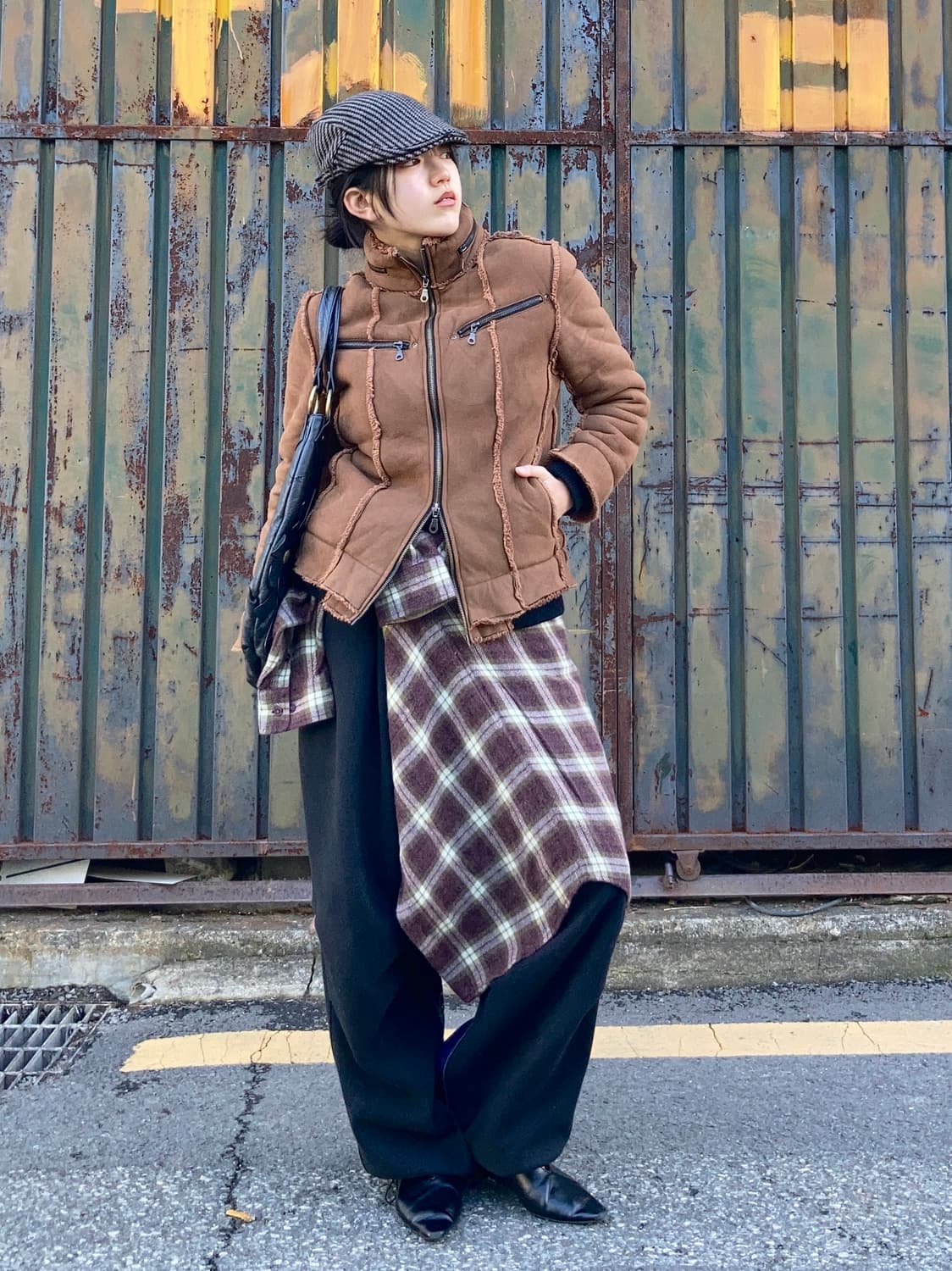 브라운 패치 쉐르퍼 무스탕 자켓 상품이미지1