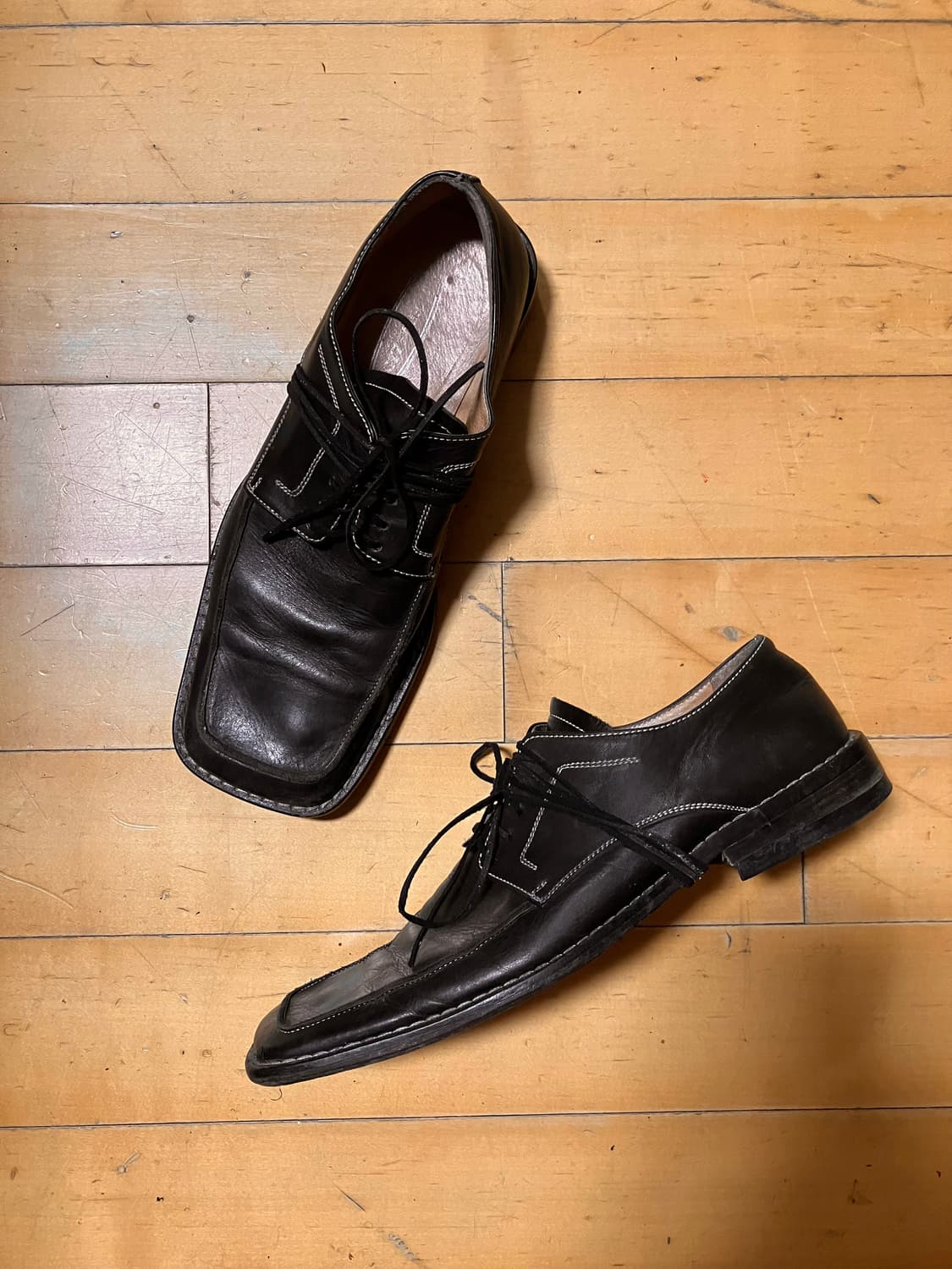 Japanese 90s 오버 스퀘어드 토 스티치 더비 슈즈 275 상품이미지2