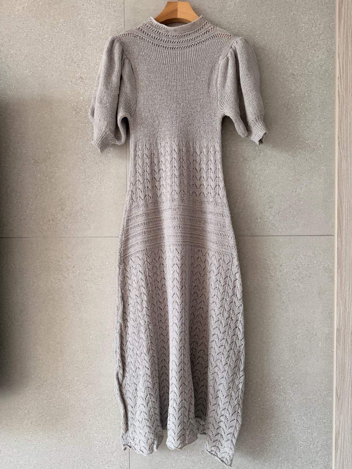 레이스 롱 원피스 그레이 우아한 크로셰 상품이미지1