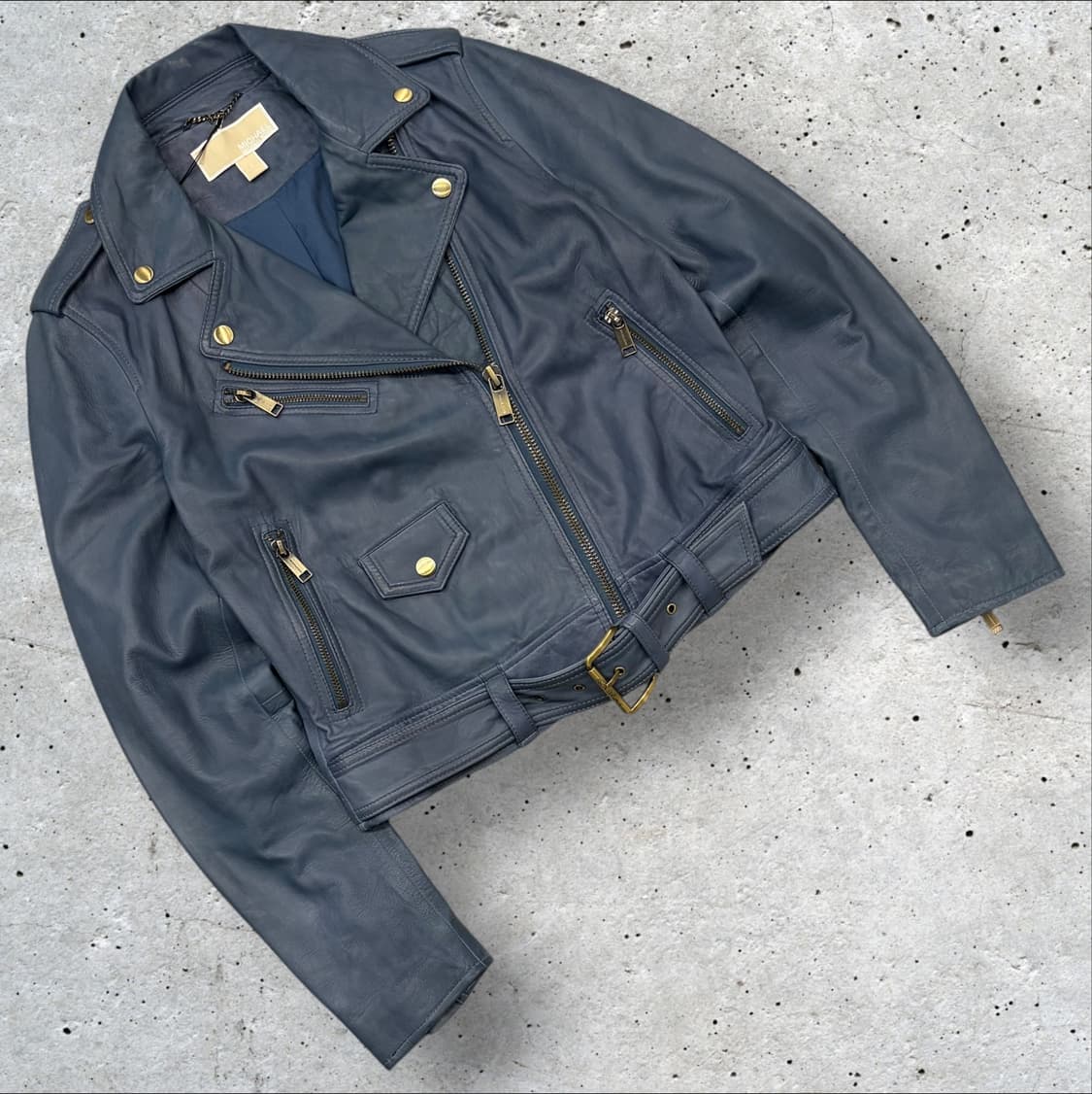 [S] 마이클코어스 양가죽 라이더 레더 자켓 블루 D268 상품이미지1