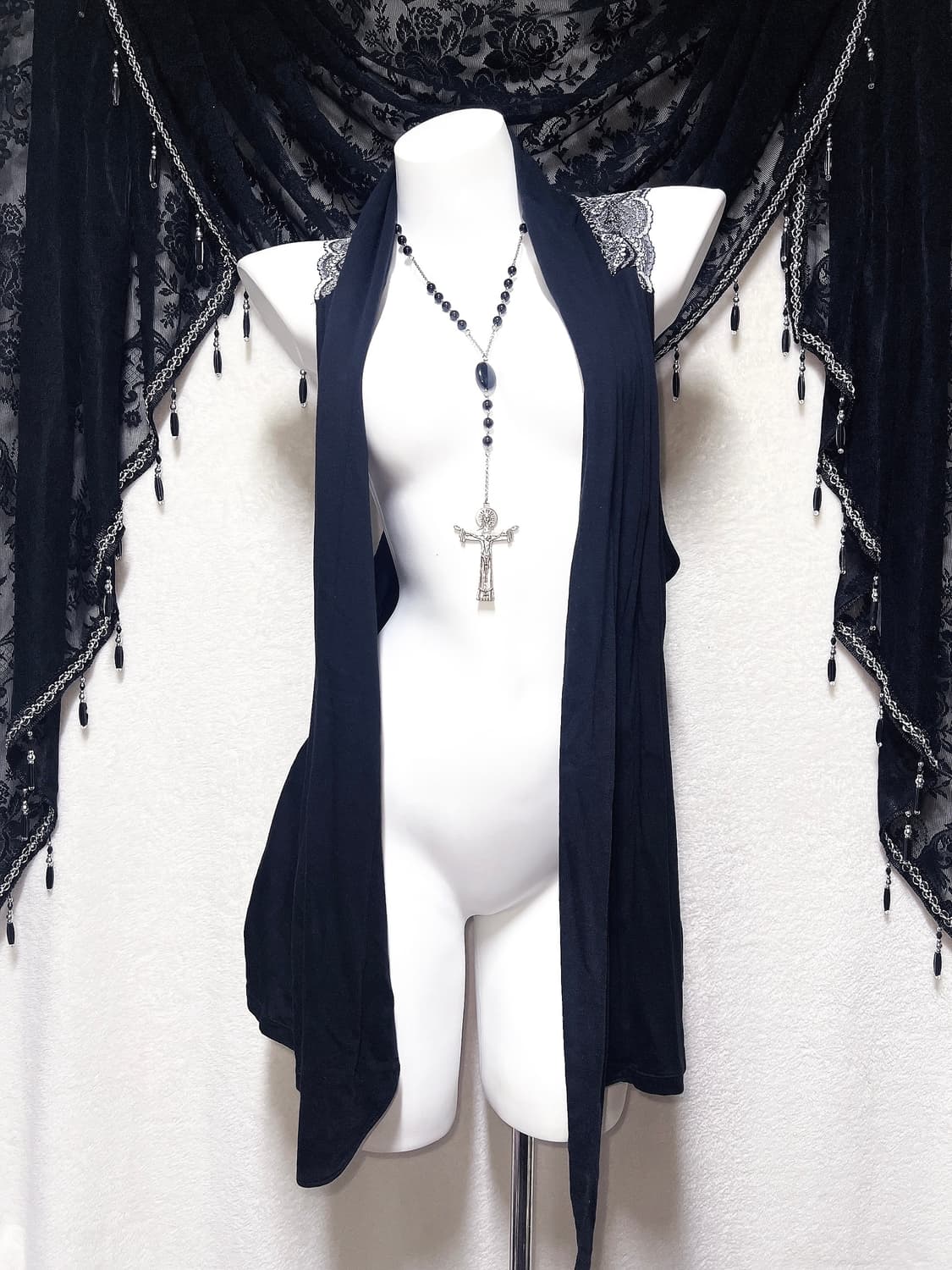 다크페어리 오리엔탈 로맨틱고딕 고스펑크 레이스 로브 핀터 레이어드 베스트 상품이미지7