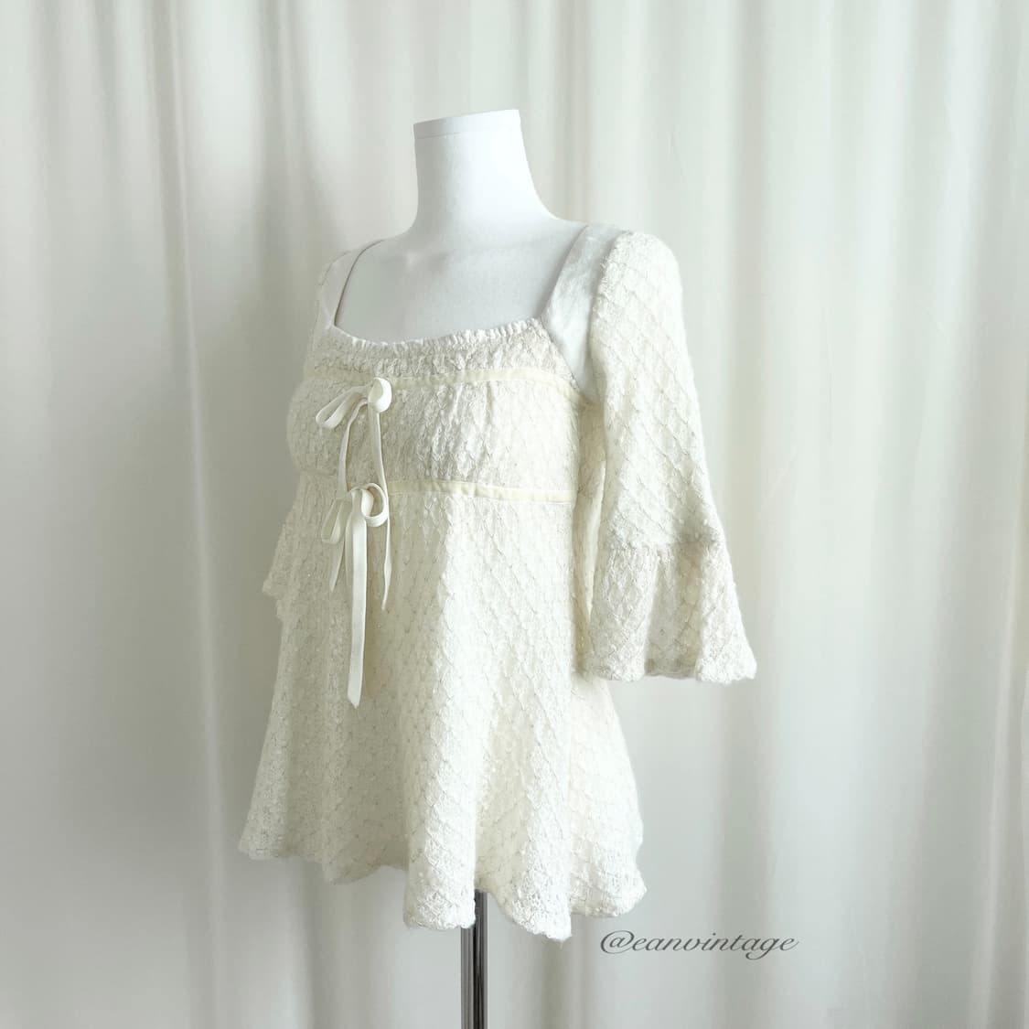 LIZ LISA light cream ribbon knit top  상품이미지3