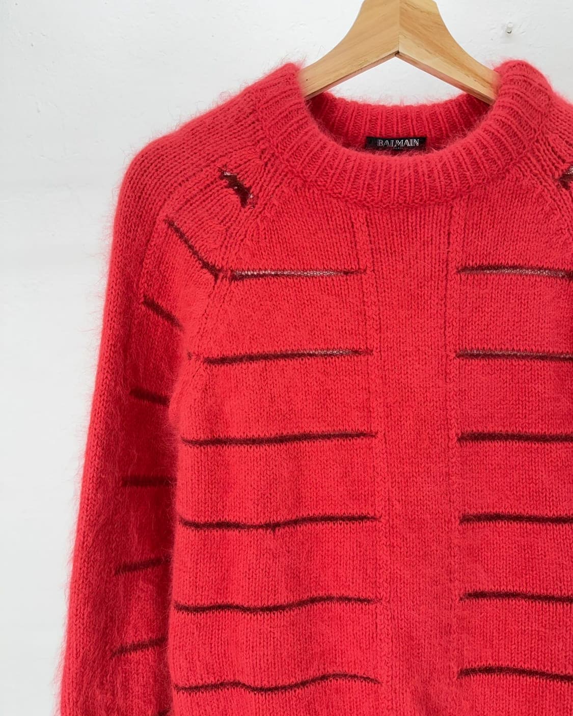 발망 코랄 레드 디스트레스드 모헤어 니트 스웨터 상품이미지2