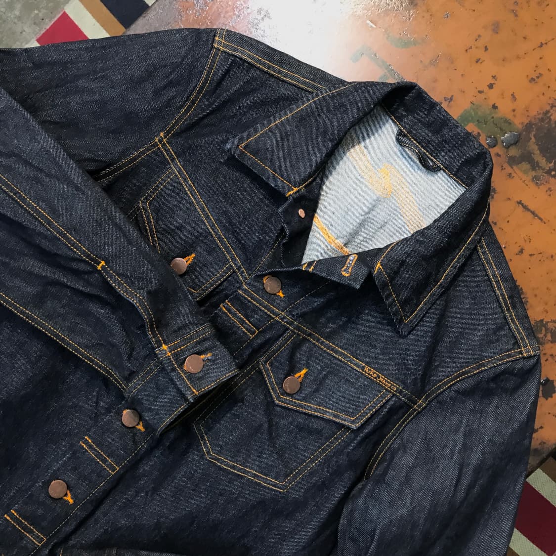 누디진 인디고 생지 데님 트러커자켓 남성 102 여성 루즈핏  상품이미지2