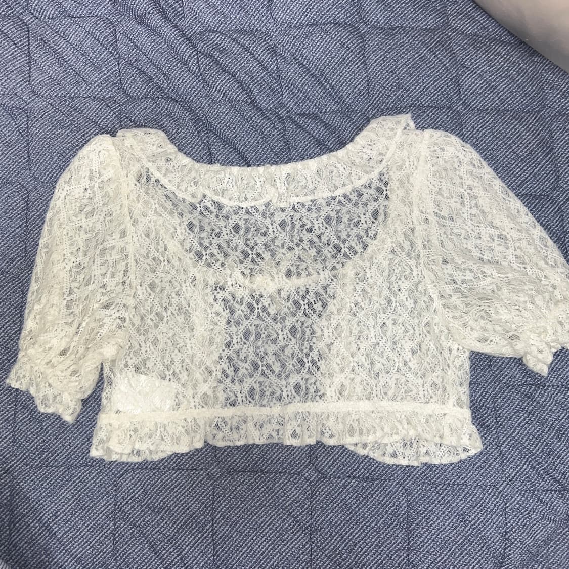 히메갸루 아이보리 반팔 볼레로 가디건 상품이미지2