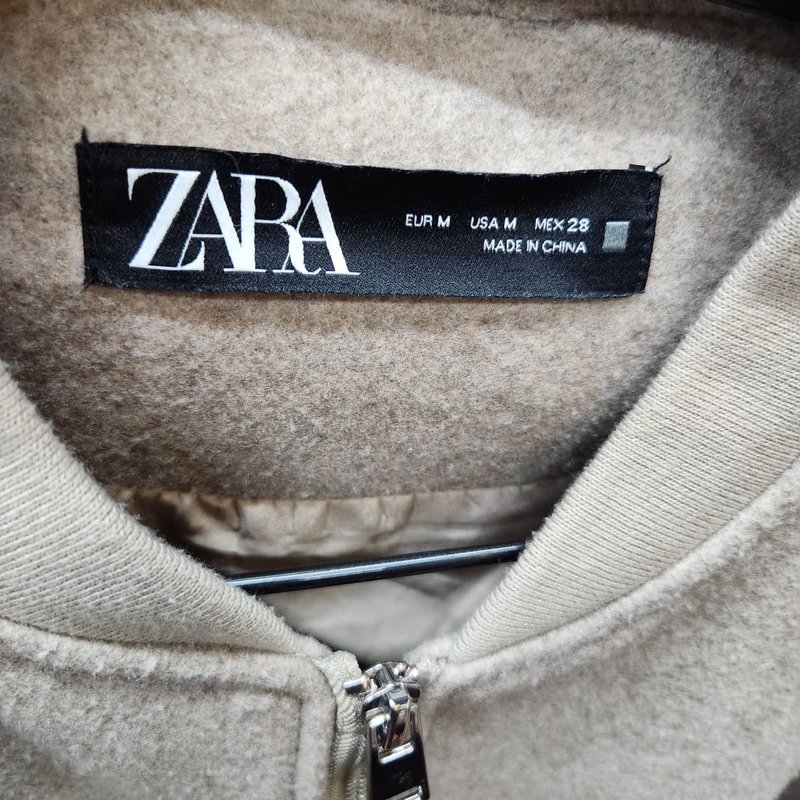 자라 Zara 베이지 플러시 봄버 자켓 M(3XL) 상품이미지5
