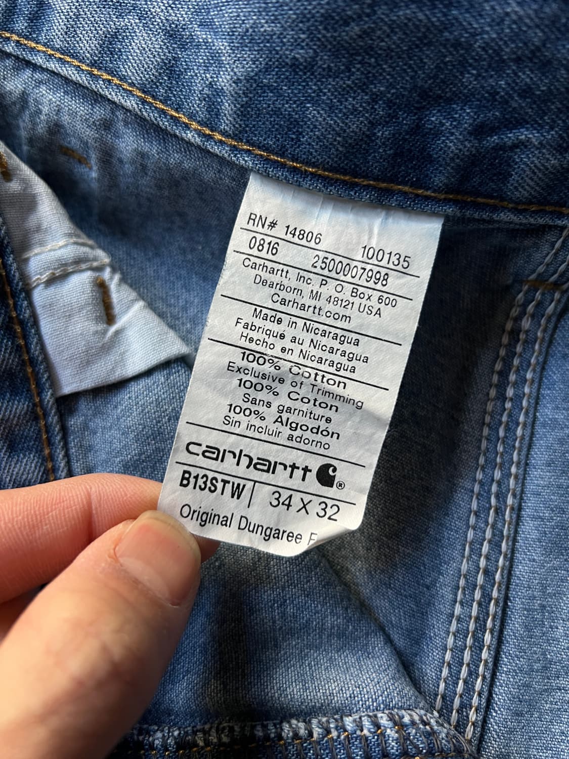 [34]칼하트 USA 빈티지 페인팅 싱글니 카펜터 워크 데님 팬츠 상품이미지7