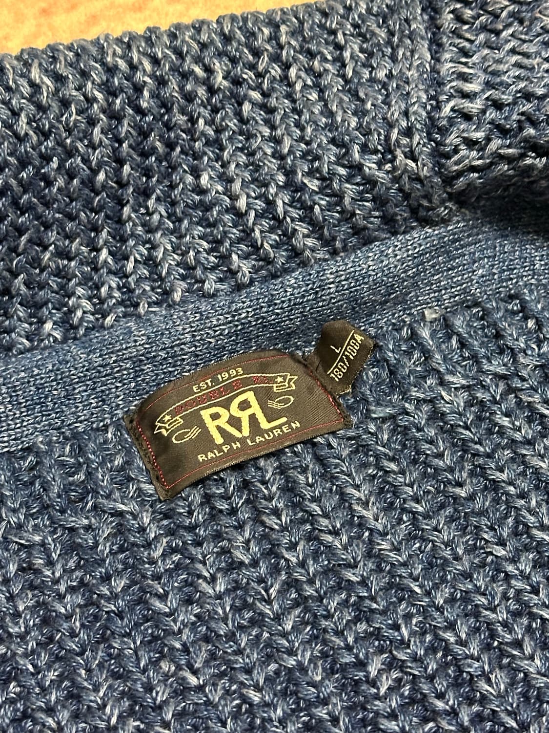 [L] RRL (더블알엘) 면, 린넨 숄카라 가디건 인디고 상품이미지6