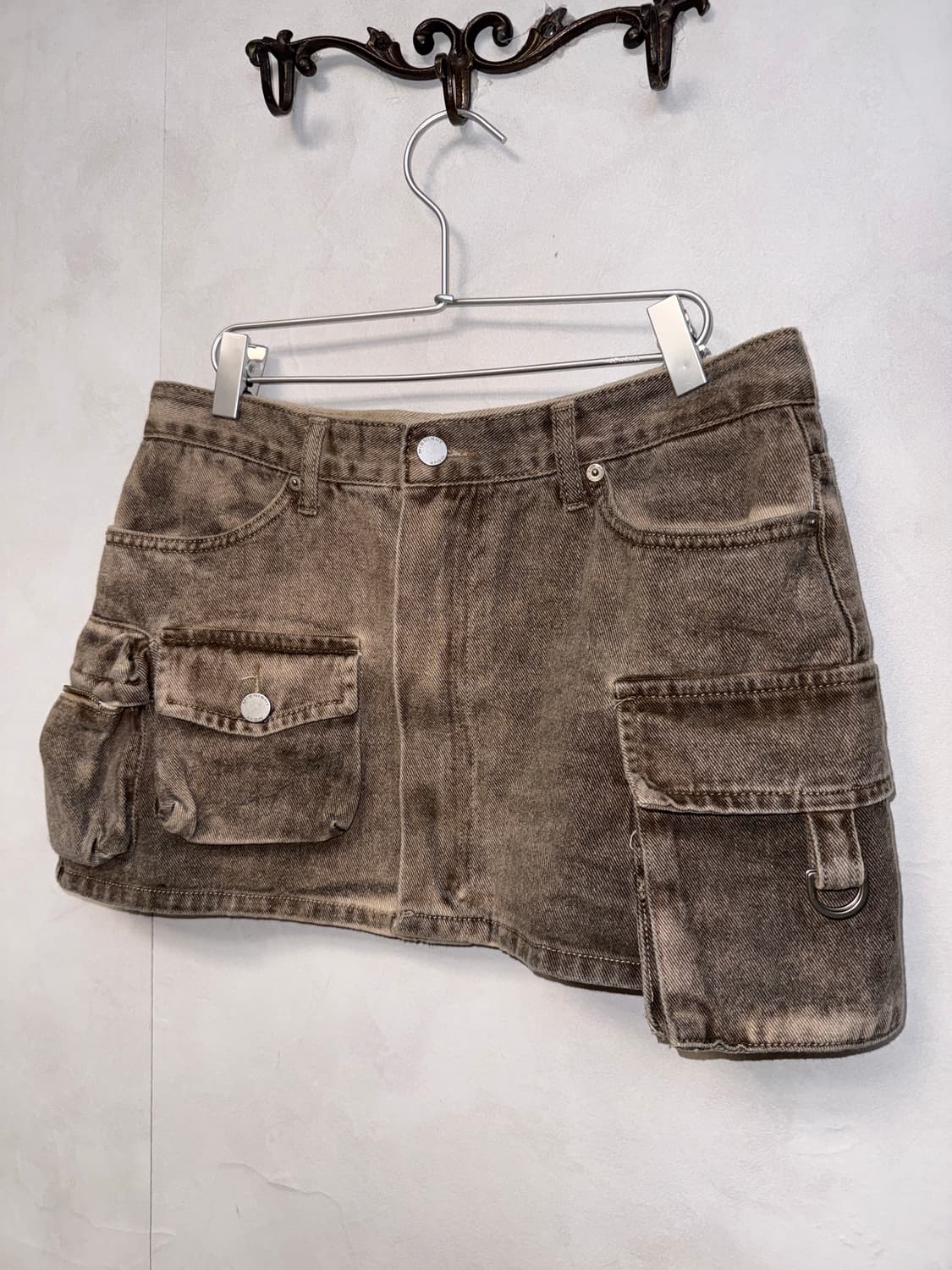 Brown denim multi pocket cargo skirt 상품이미지3