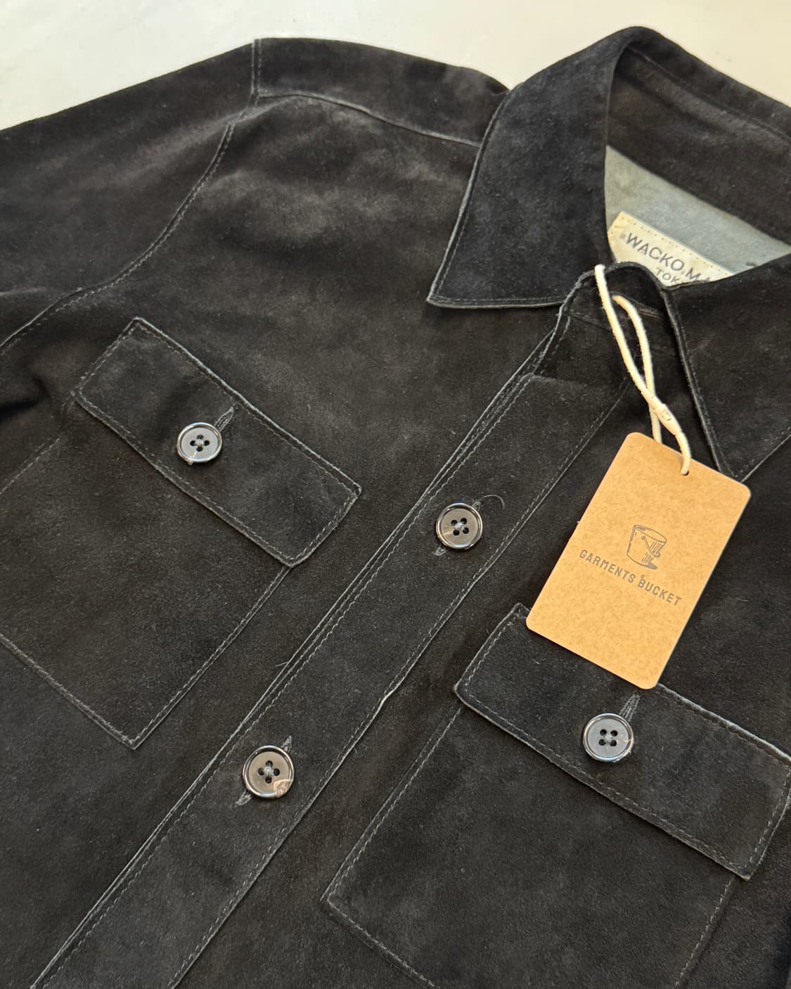 와코마리아 고트스킨 스웨이드 셔츠 상품이미지2