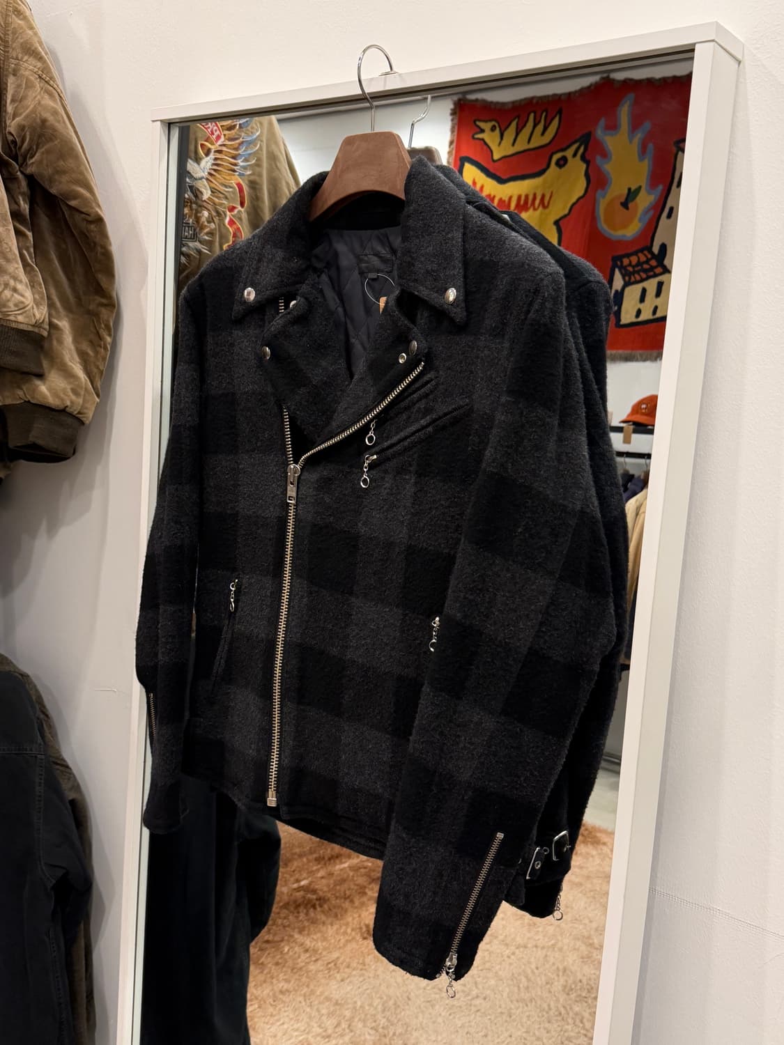 Beams 빔즈 체크 울 라이더 자켓 상품이미지1