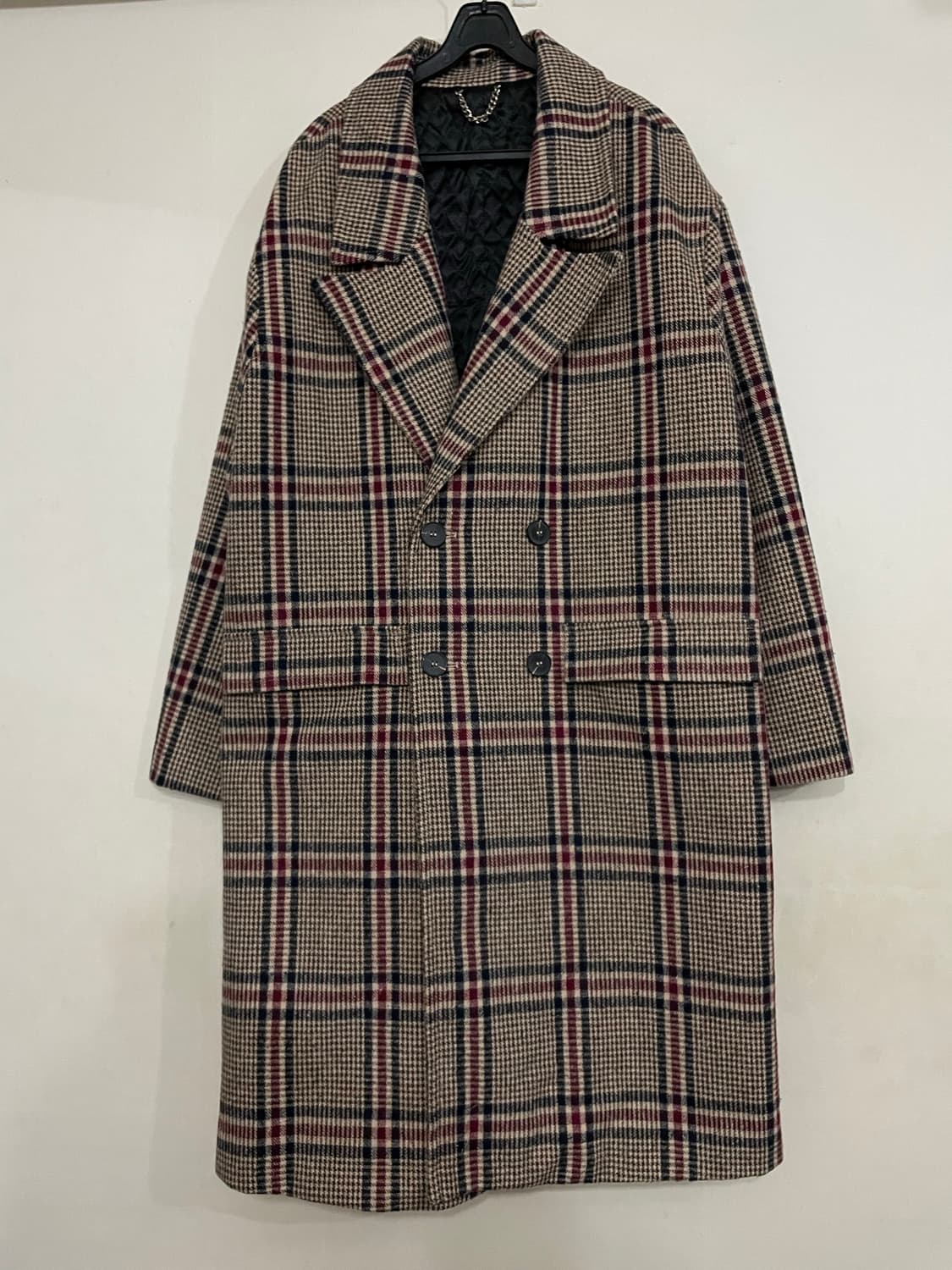 ESN 하운드 투스 울 체크 더블 코트 상품이미지2