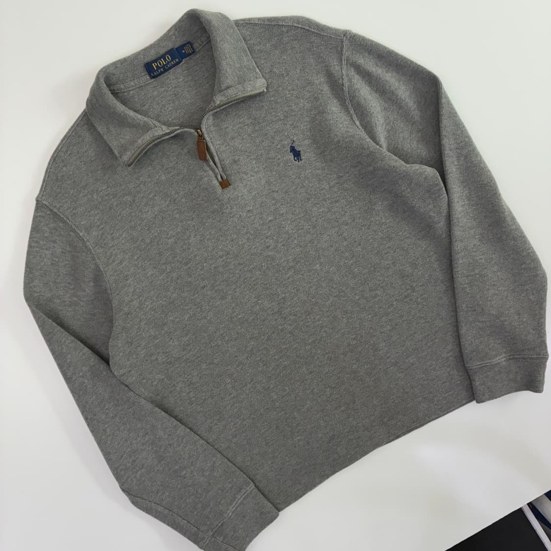 Polo 폴로 랄프로렌 신형 멜란지 그레이 쿼터 집업 니트 상품이미지2