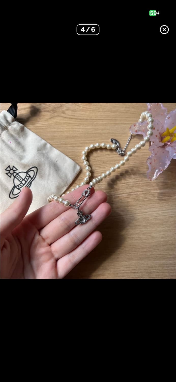 비비안웨스트우드 아카이브 세이프티핀 바스릴리프 orb 진주펄 초커 상품이미지4