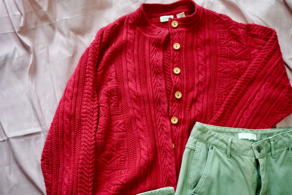 빈티지 90s 엘엘빈 피셔맨 니트 가디건 상품이미지1